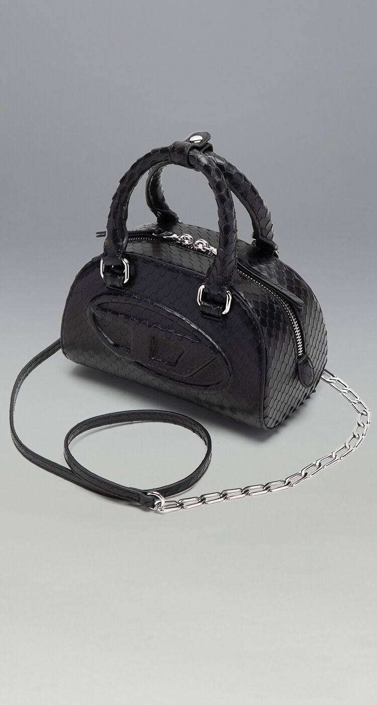 1DR Dome-Mini bowling bag in snake-effect leather