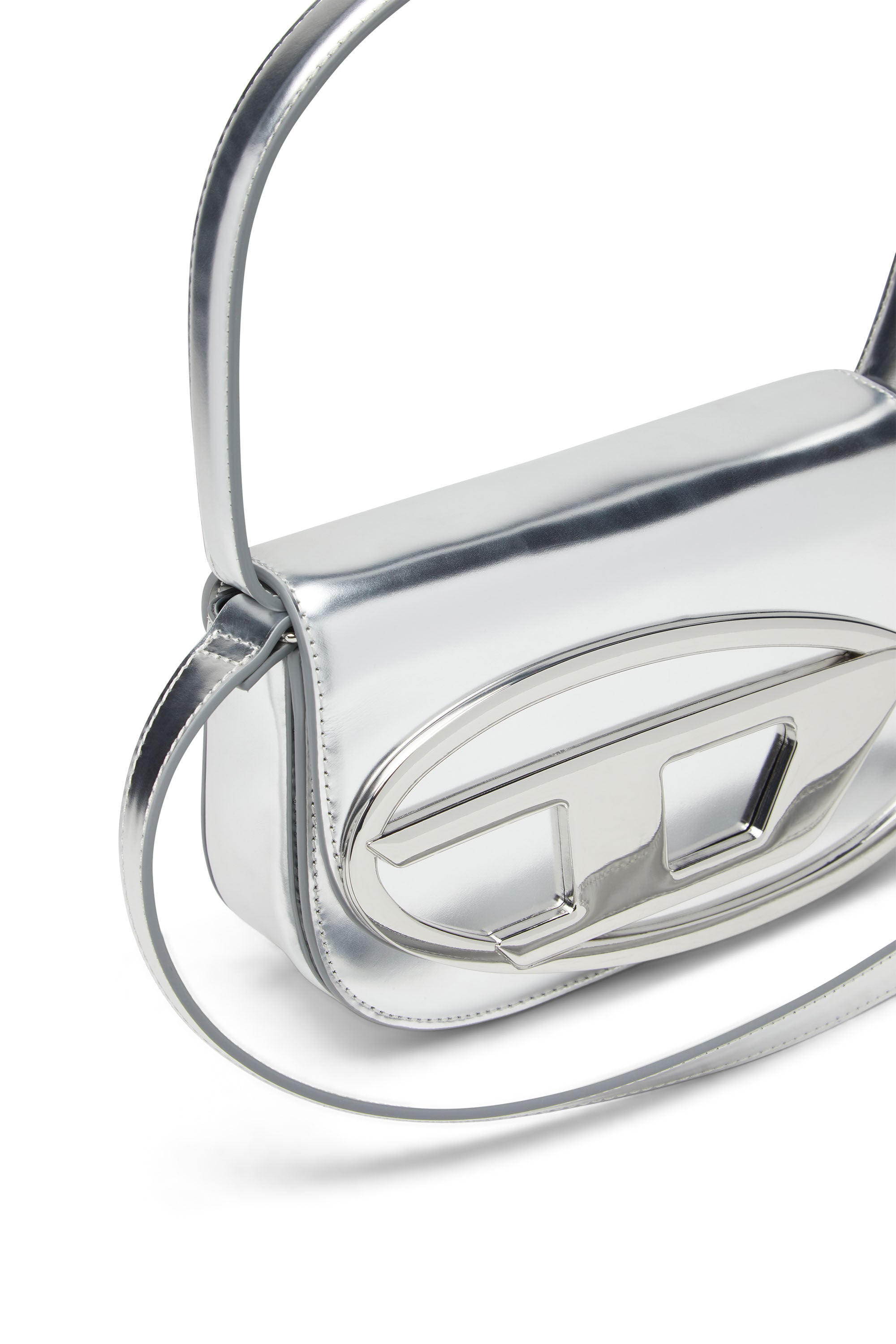Women's 1DR-Iconic shoulder bag in mirrored leather | Silver