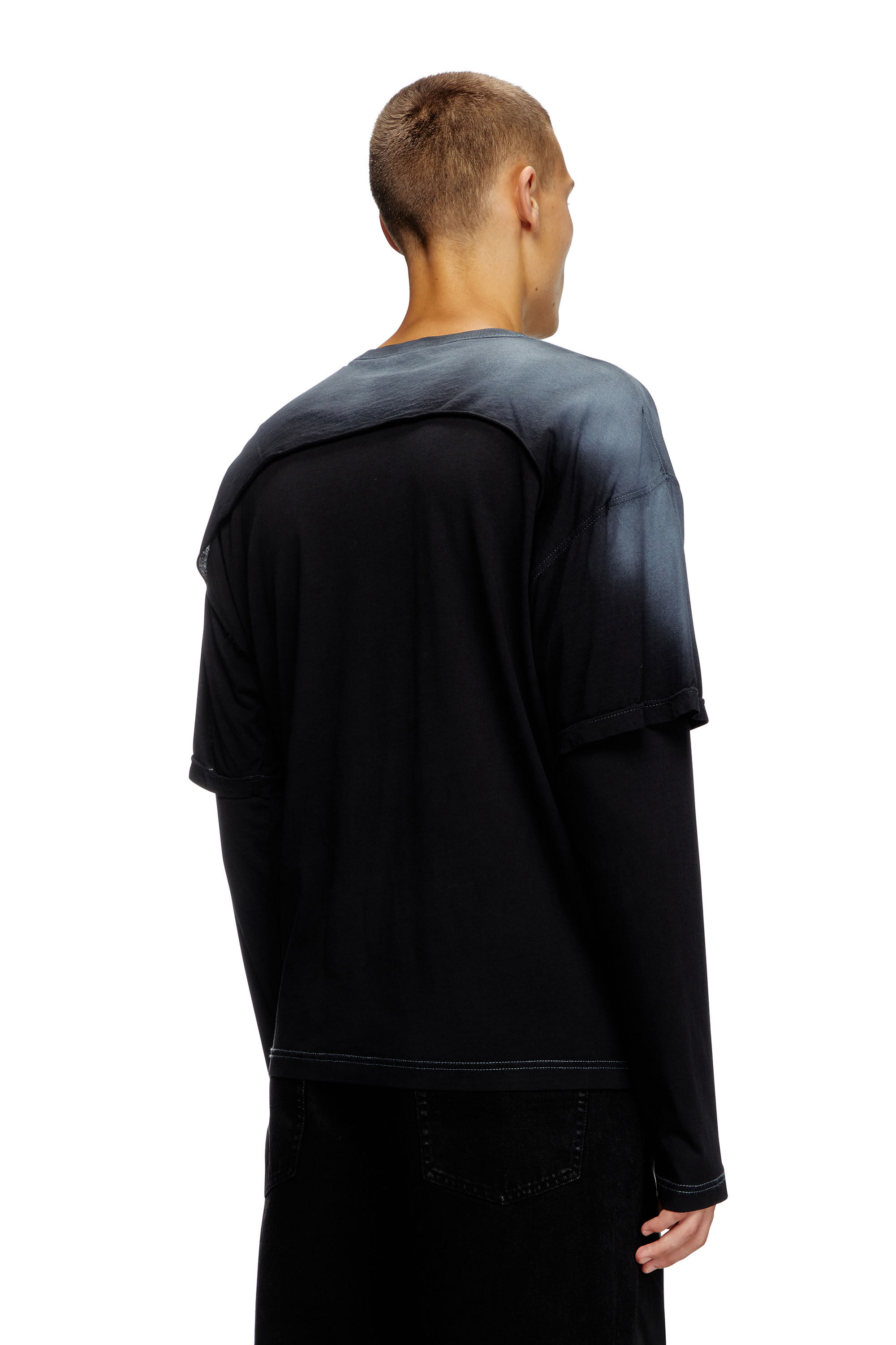 【DIESEL】High Crash L/S Border Tee Men's Long-sleeve T-shirt with bandana print | Multicolor