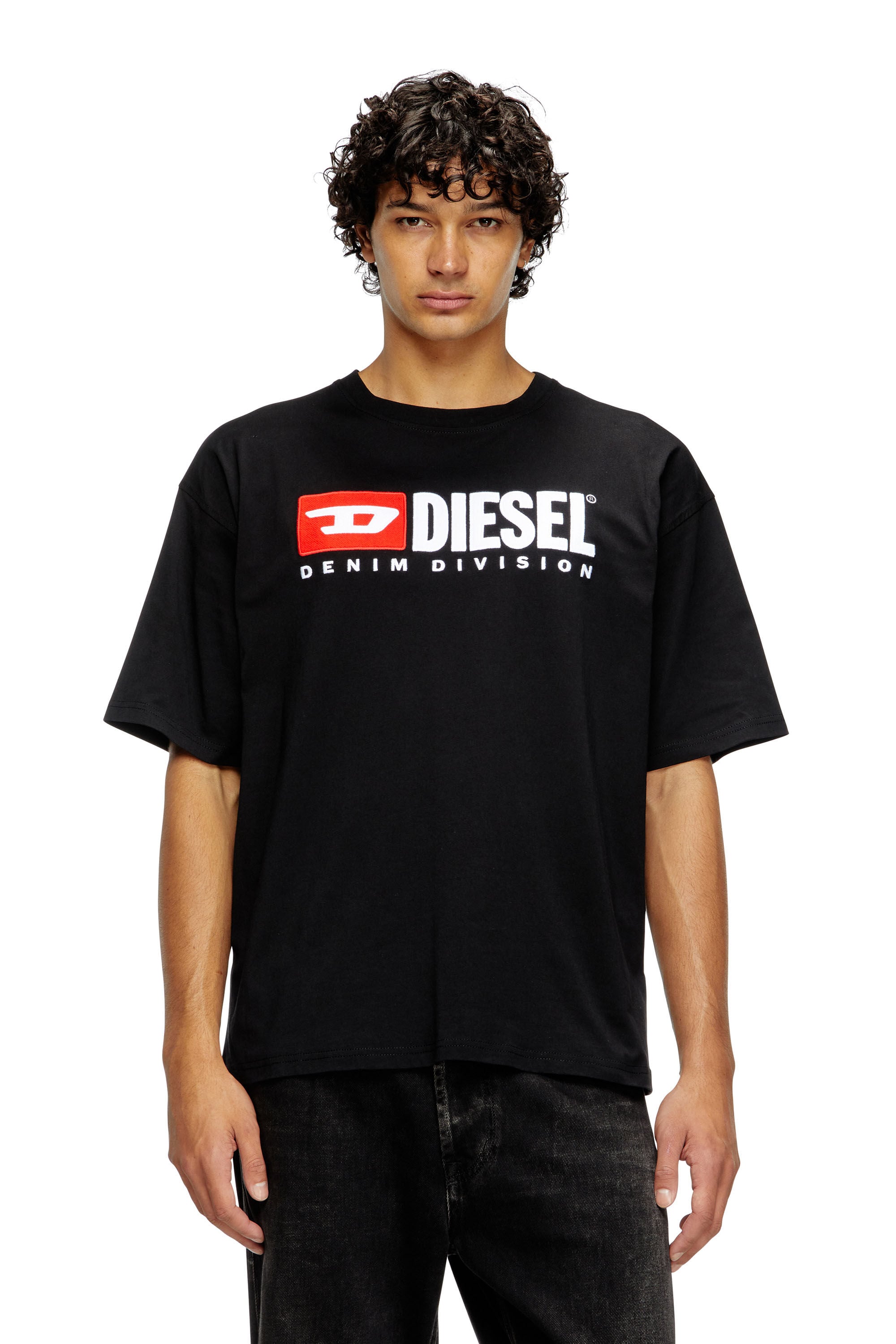Men's T-shirt with Diesel patch logo | Black | Diesel LU