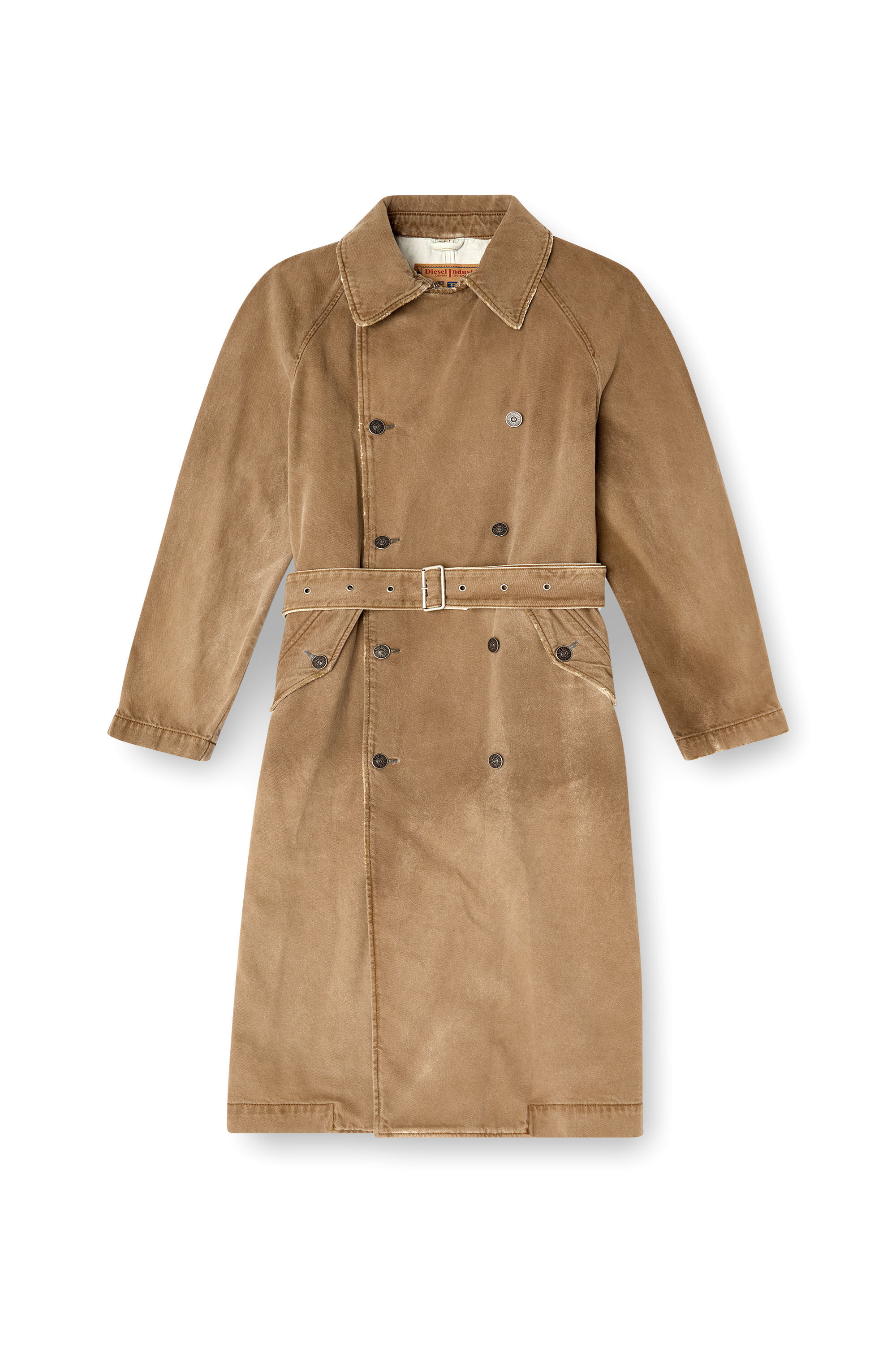 Women's Trench coat in overdirt denim | Brown | Diesel