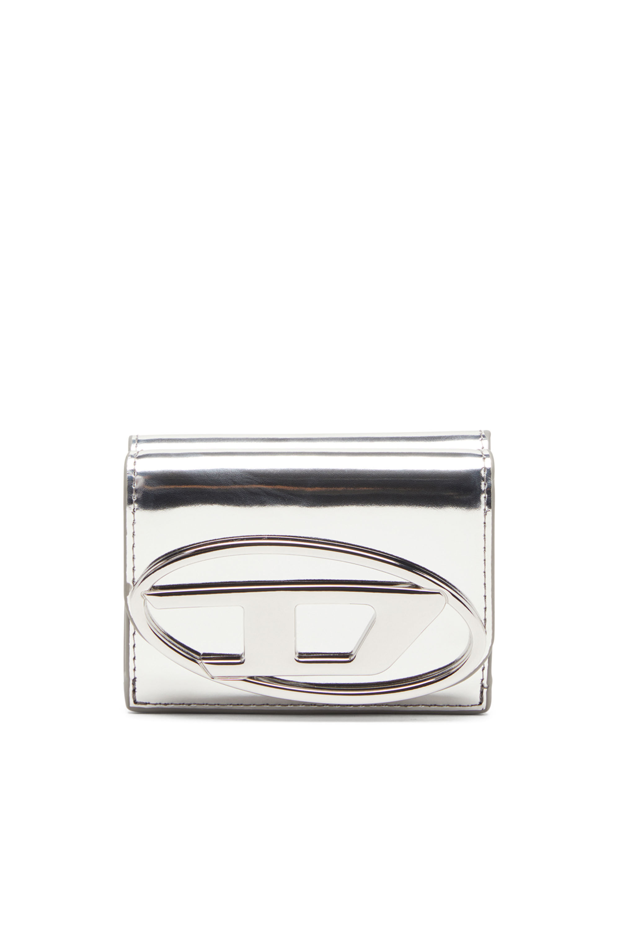 DIESEL シルバー 三つ折財布 Women's Tri-fold wallet in mirrored leather | Silver | Diesel