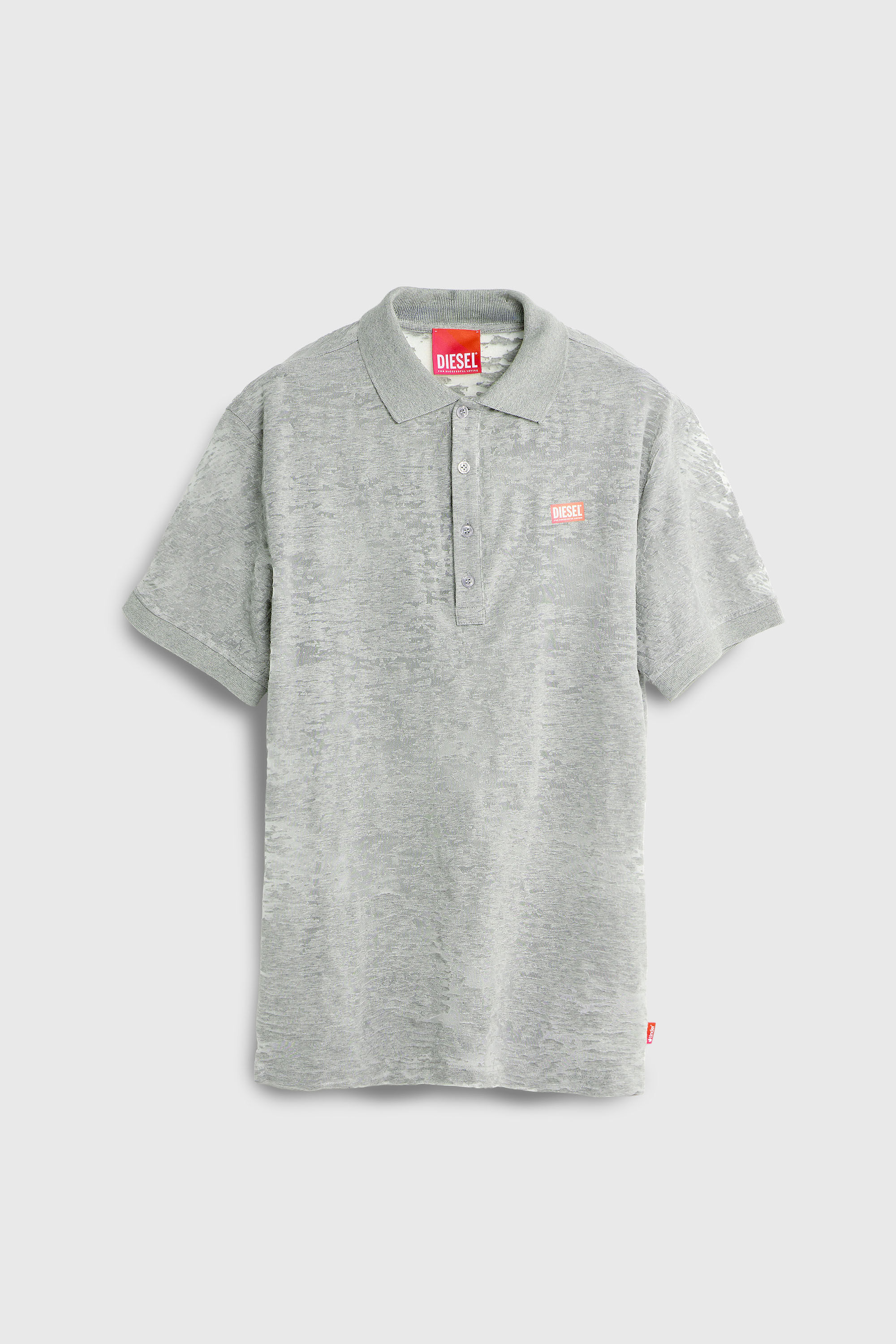 Diesel - PR-T-REJUST, Man's Polo shirt in all-over devor&eacute; jersey in Light Grey - 2