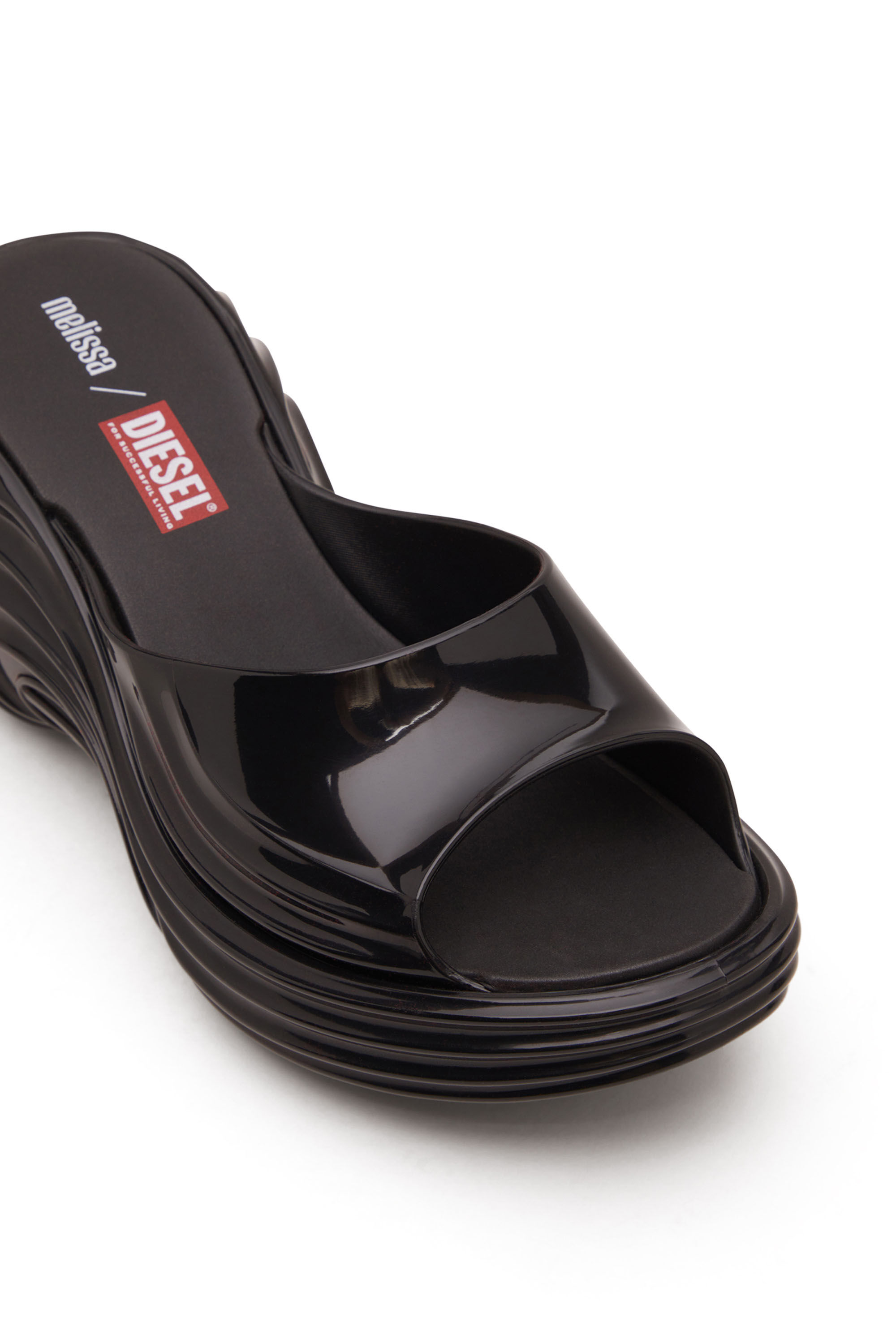 Women's Platform mule in Melflex® | Black | Diesel {{Country}}