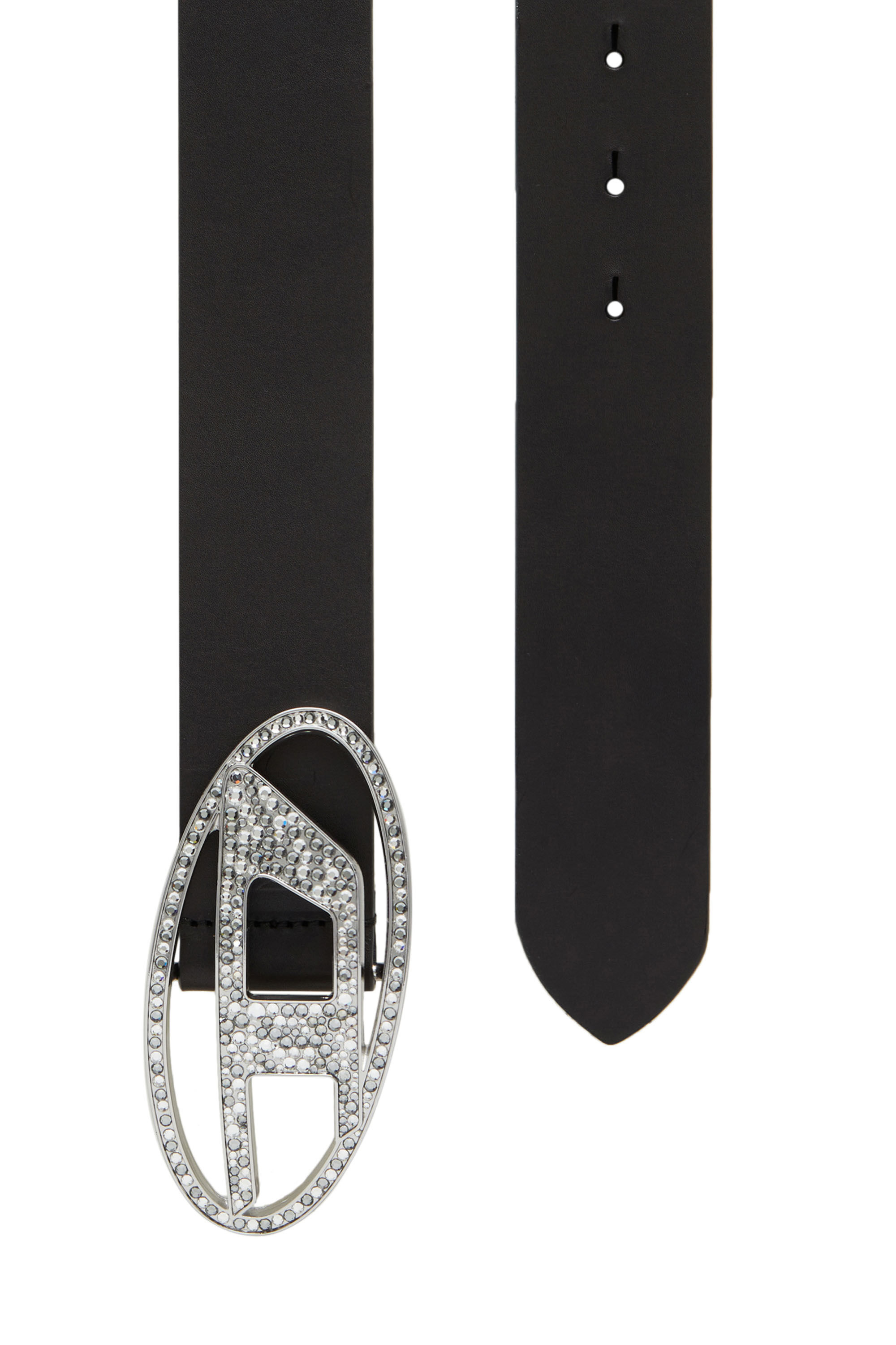 Women's Rhinestone-embellished leather belt | Black | Diesel