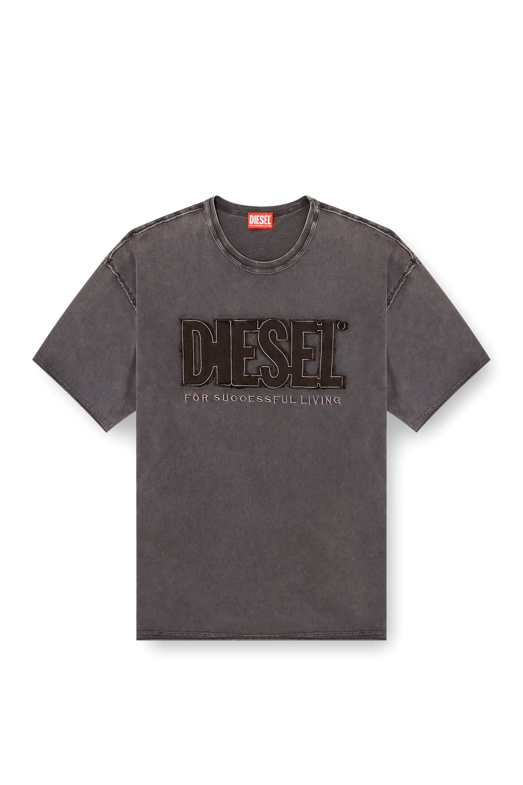 Diesel - T-RAWBOXT, Man's T-shirt with appliqué logo and raw edge in null - 2