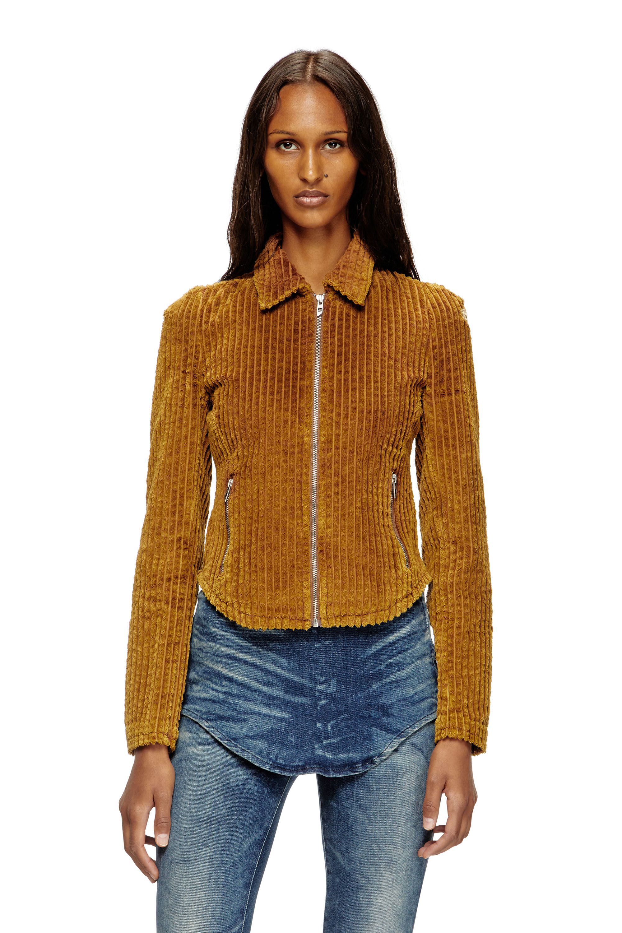 Diesel - G-ENEA, Woman's Shirt-jacket in cotton corduroy in Brown - 2