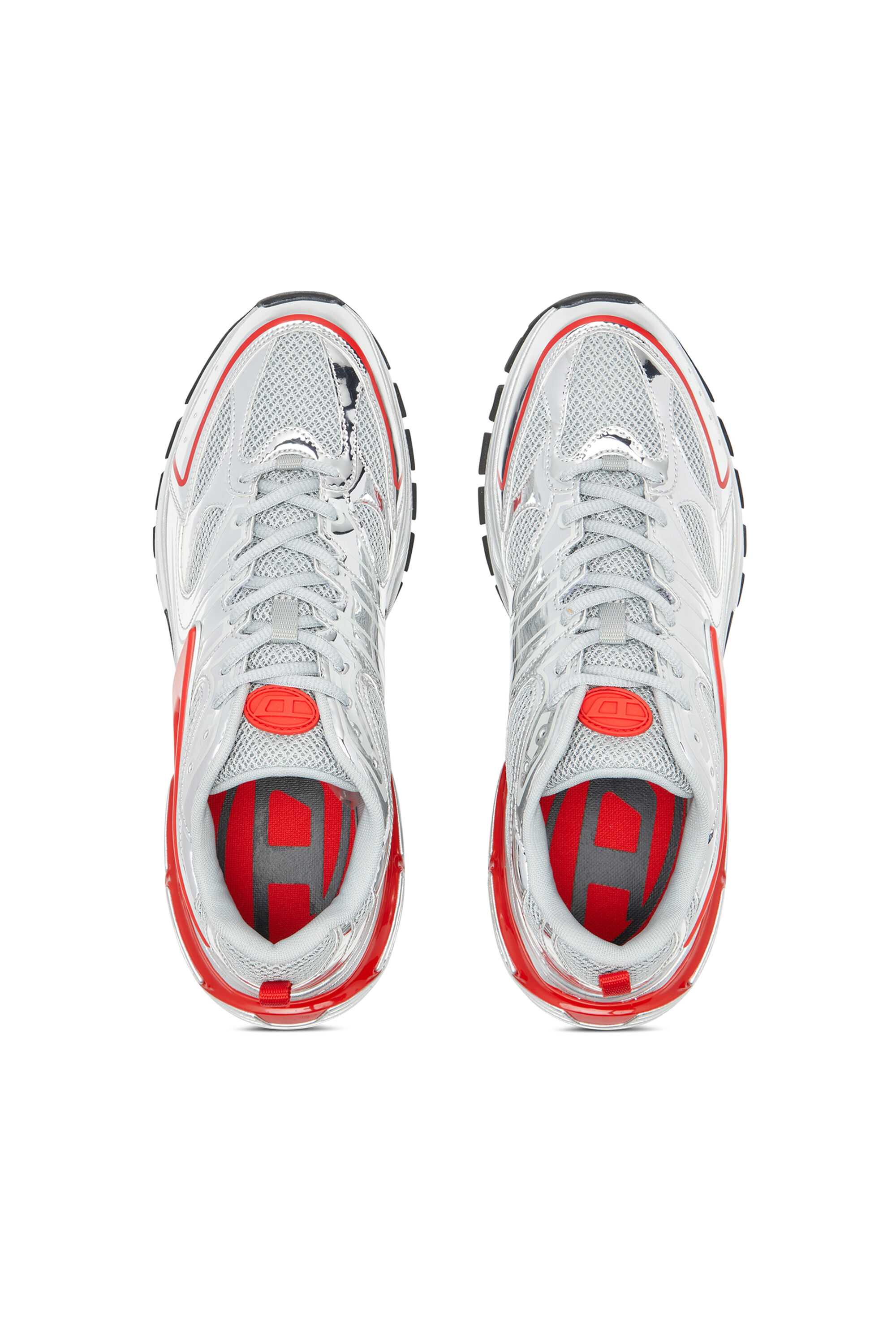 Diesel - S-SERENDIPITY PRO-X1, Man's S-Serendipity-Mesh sneakers with metallic overlays in Grey/Red - 4