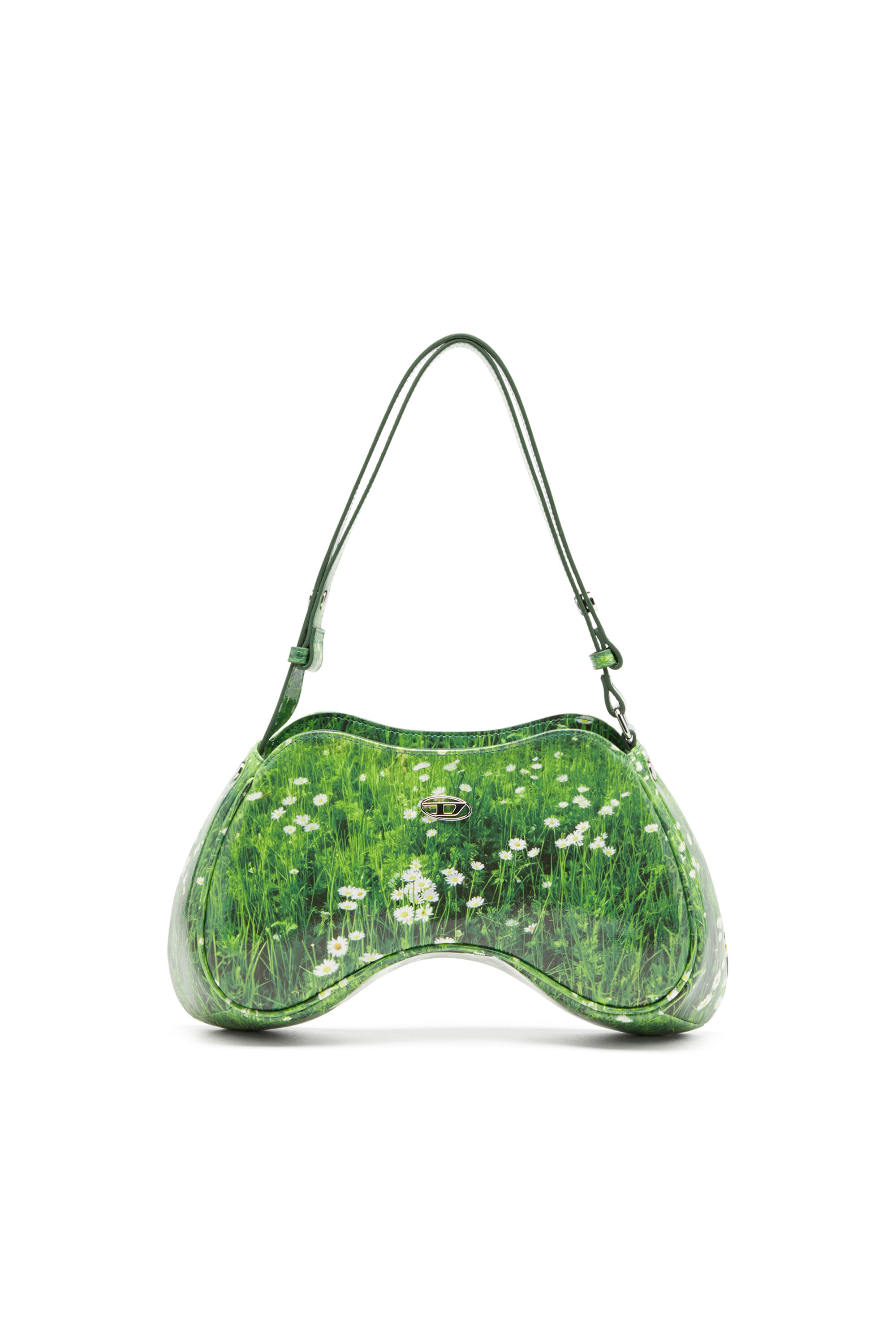 Women s Play Glossy shoulder bag with print Green Diesel