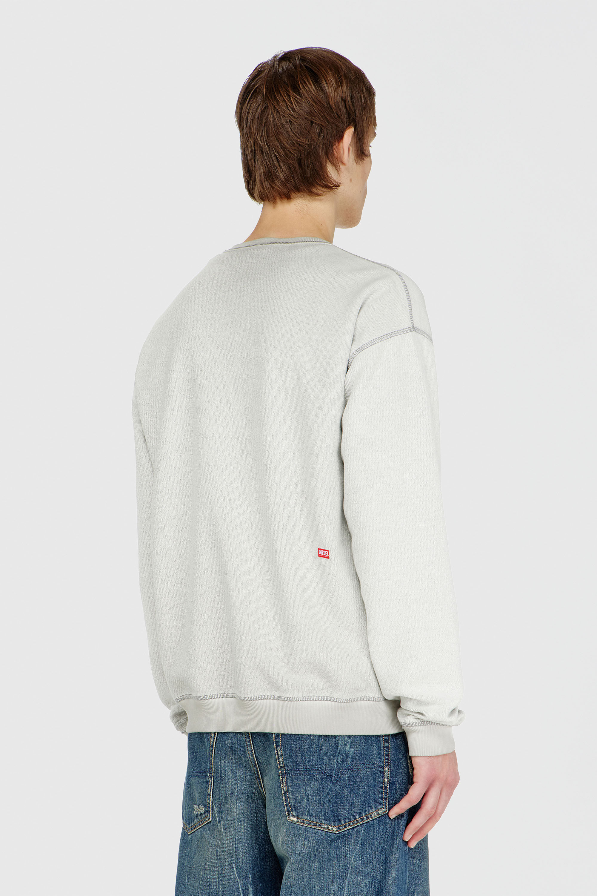 Diesel - S-ARON-RAW, Man's Sweatshirt with d&eacute;vor&eacute; print in Light Grey - 4