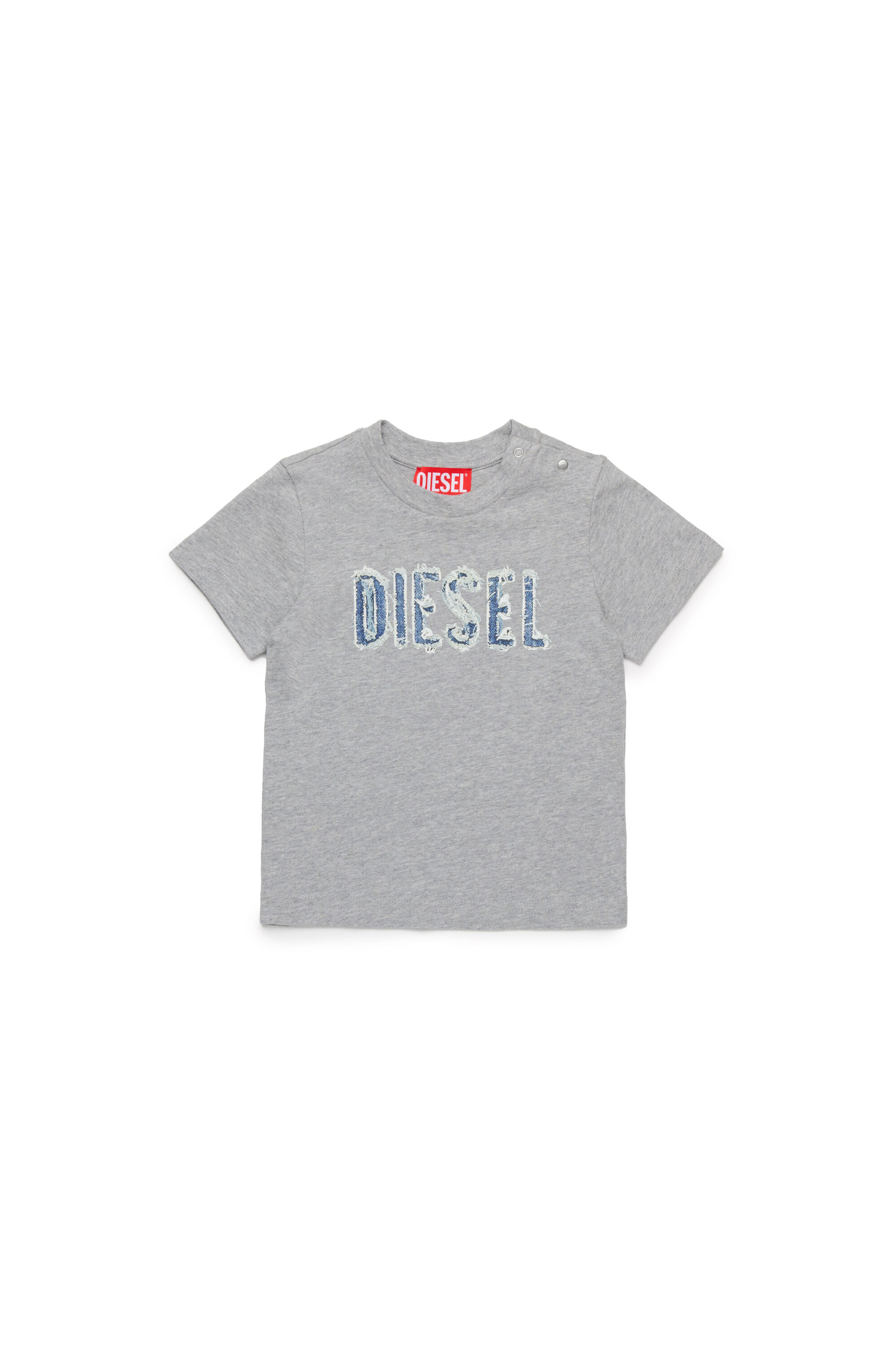 T-shirt with frayed denim logo | Grey | 3-36 MONTHS Boys