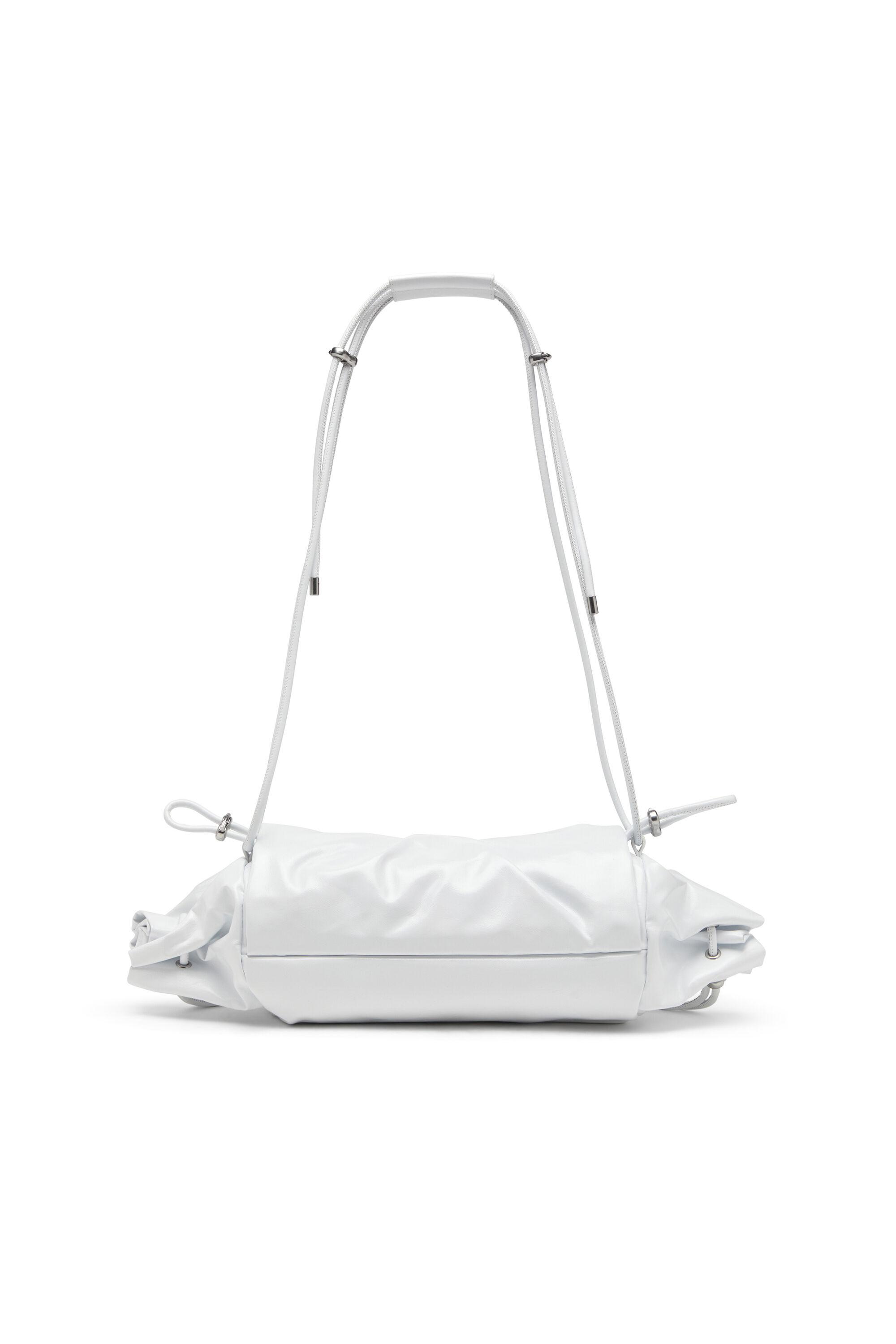 Women's Scrunch-D M-Shoulder bag in shiny leather | White