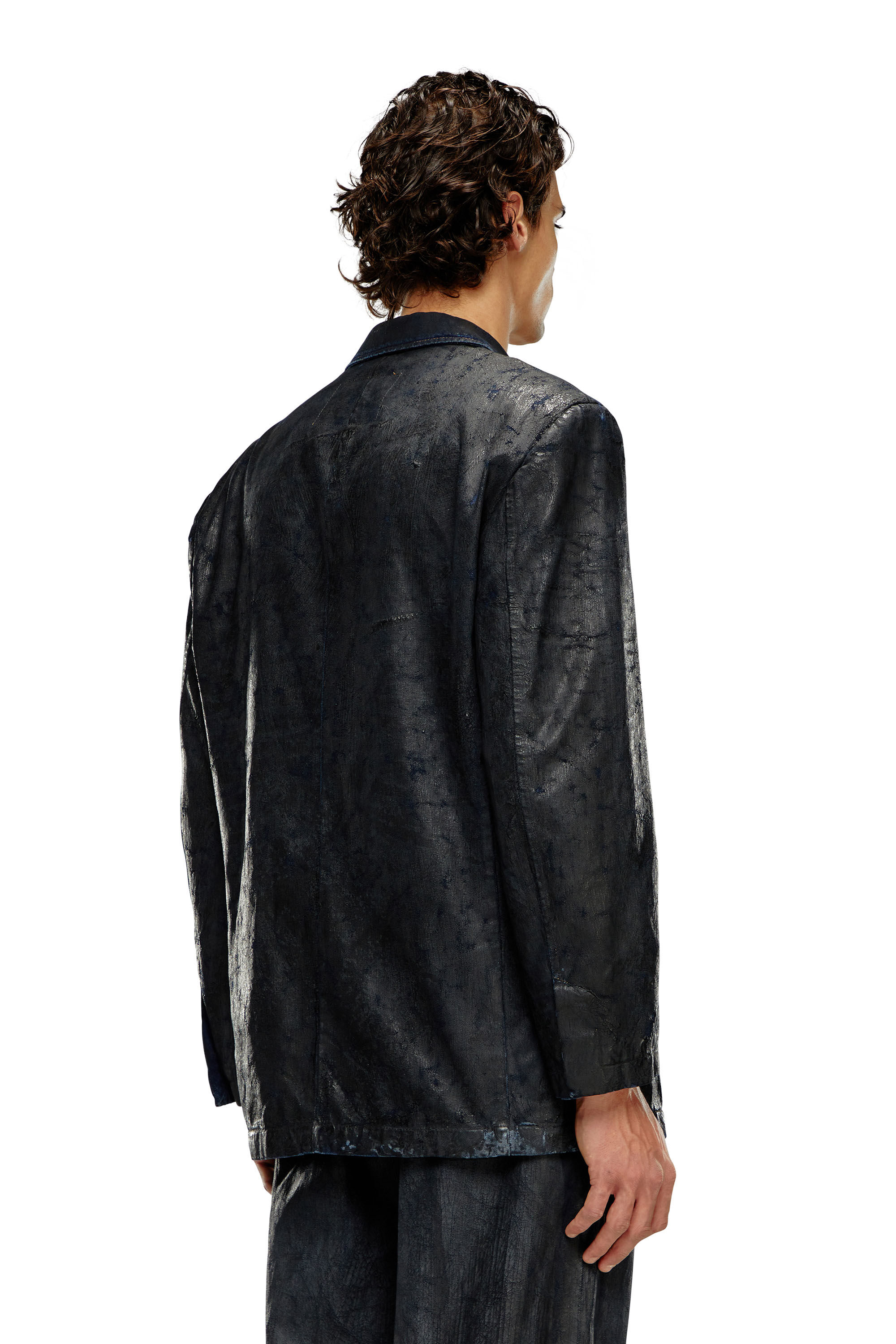 Diesel - D-BLA-FSE, Man's Denim blazer with craquel&eacute; coating in Black - 4
