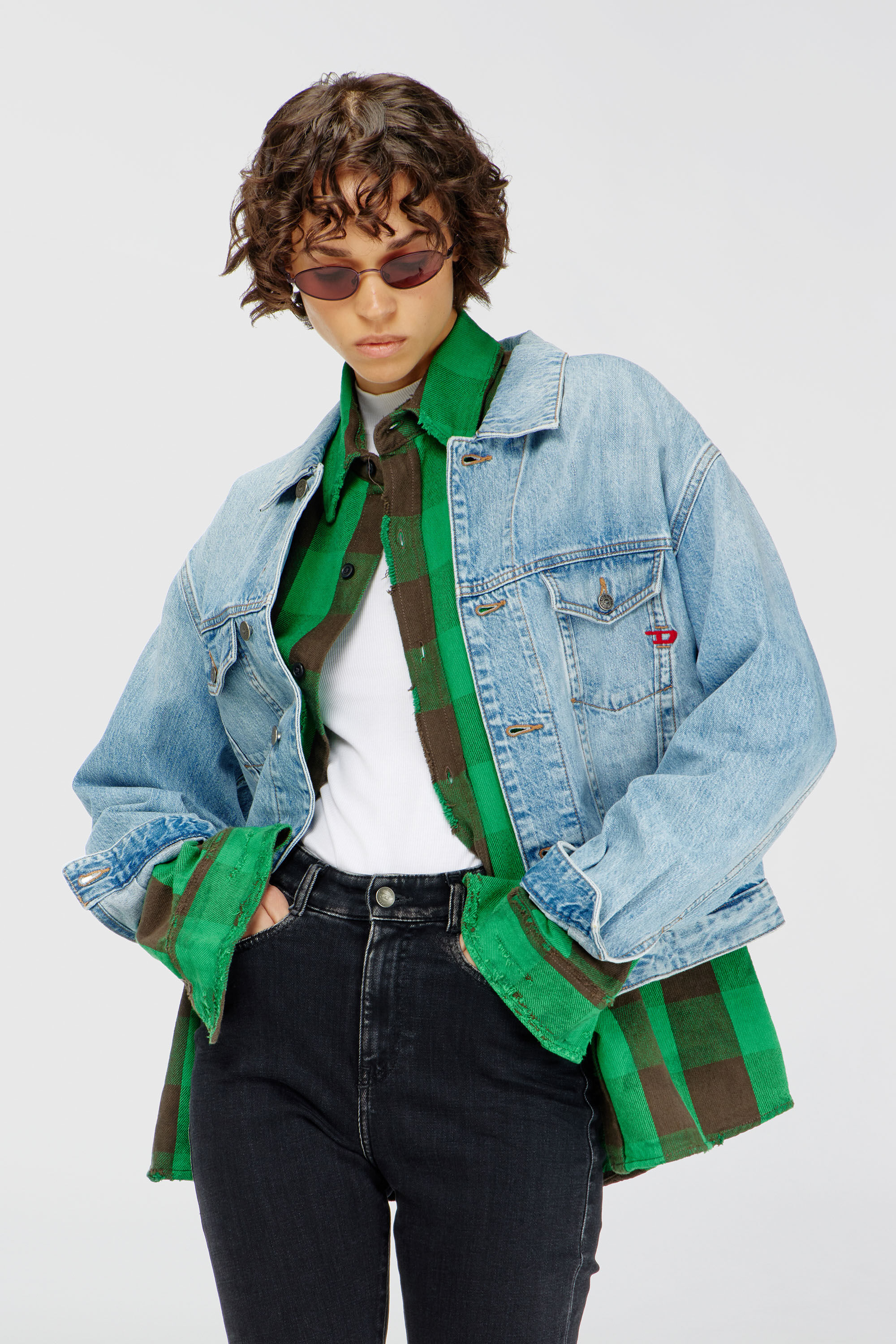 Diesel - D-RANGER, Unisex's Trucker jacket in denim in Light Blue - 6