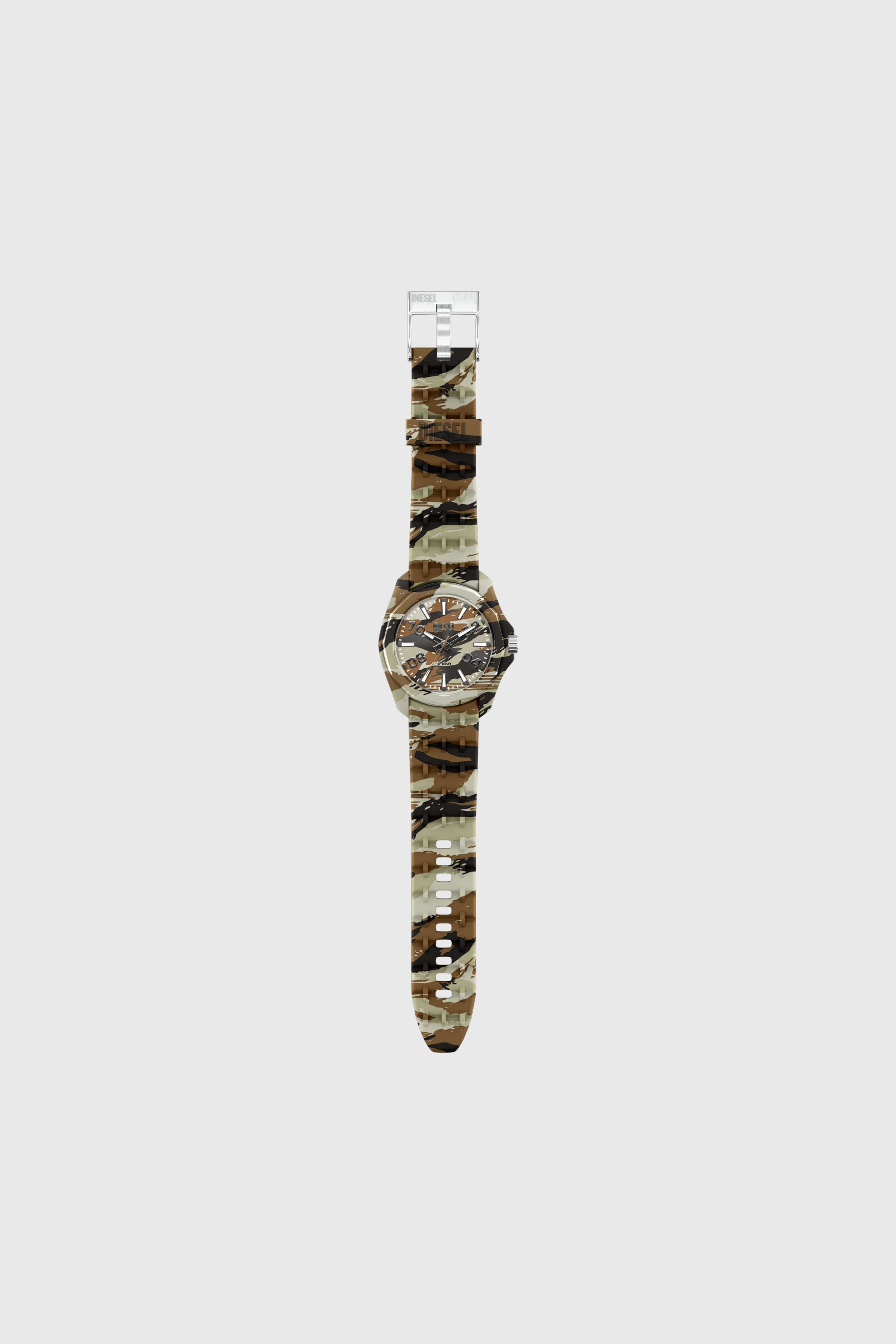 Diesel - DZ2242 WATCH, Man's Stinger camo silicone watch in Brown/Green - 7
