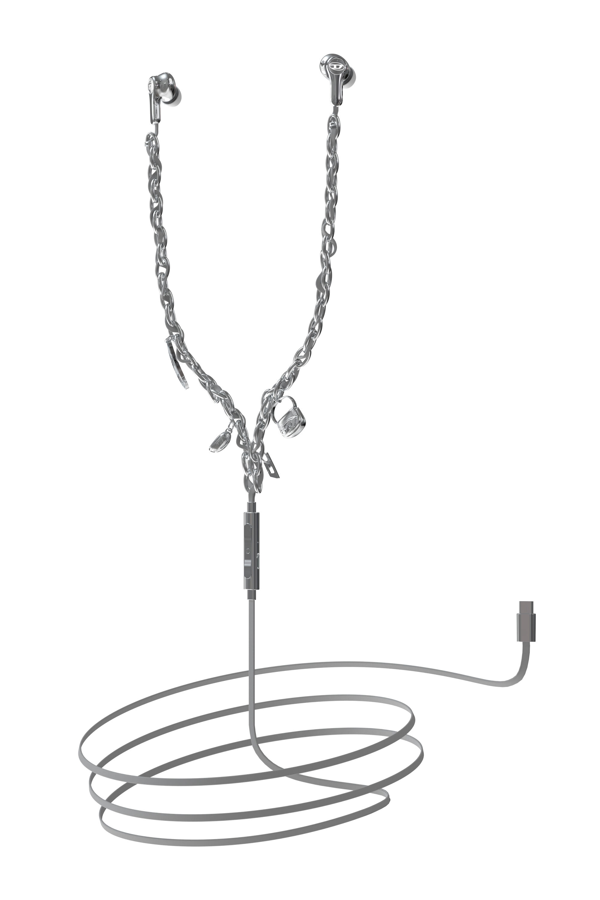 【19時なったので値引きしました】DIESEL Wired Earbuds Women's Wired Earbuds and charms | Silver | Diesel