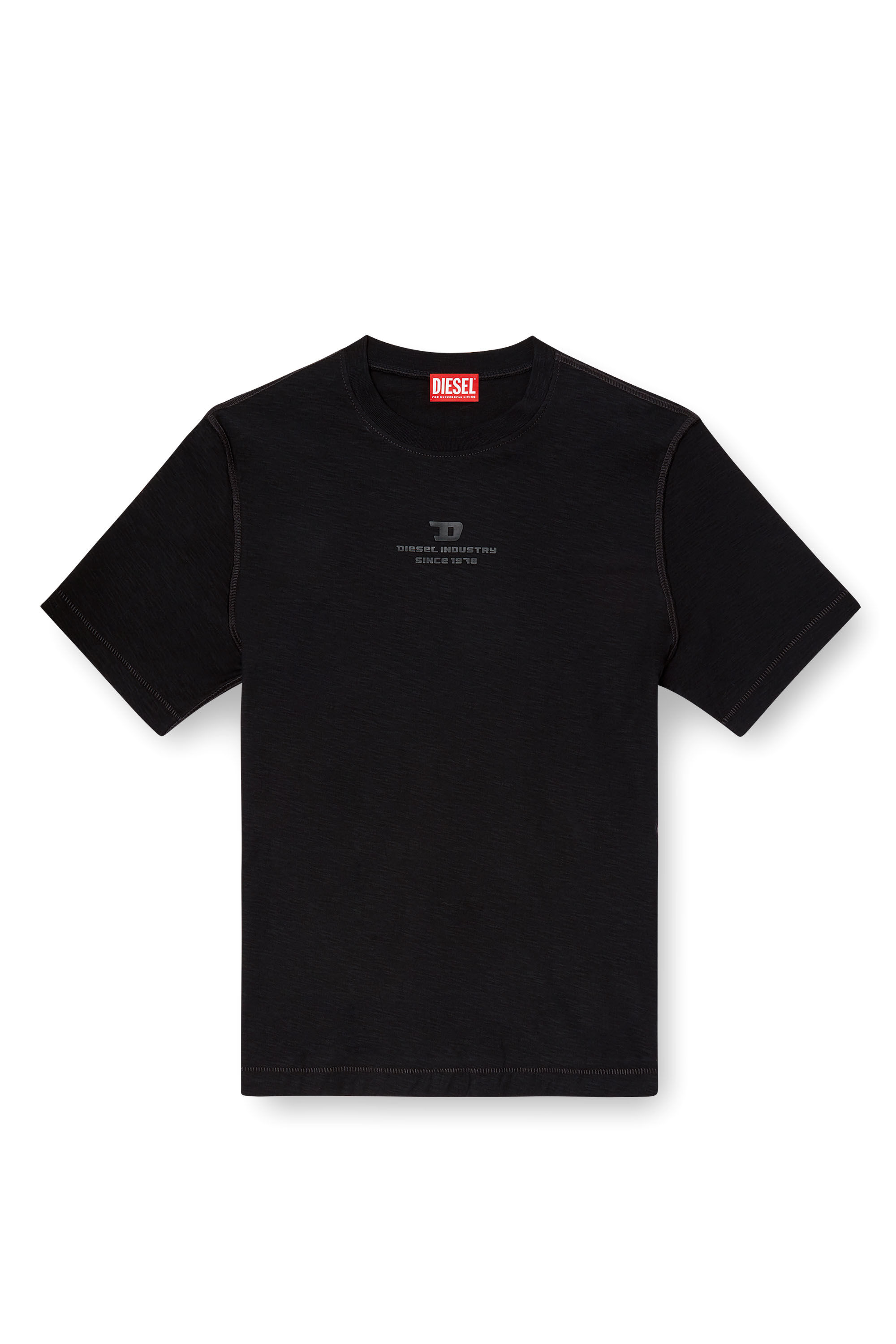 Diesel - T-ADJUST-R10, Man's Slub T-shirt with tonal logo print in Black - 2