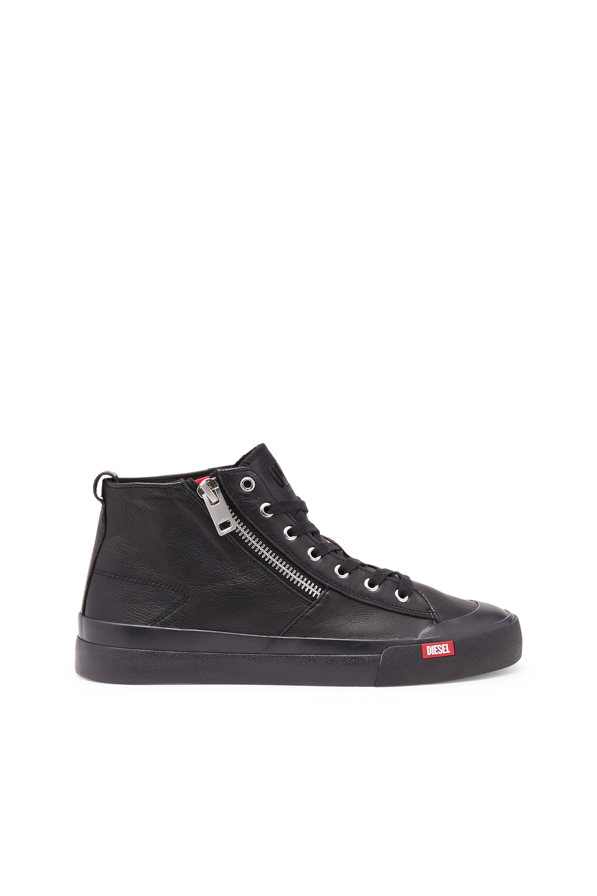 Men s S Athos Zip High top sneakers in premium leather Black Diesel