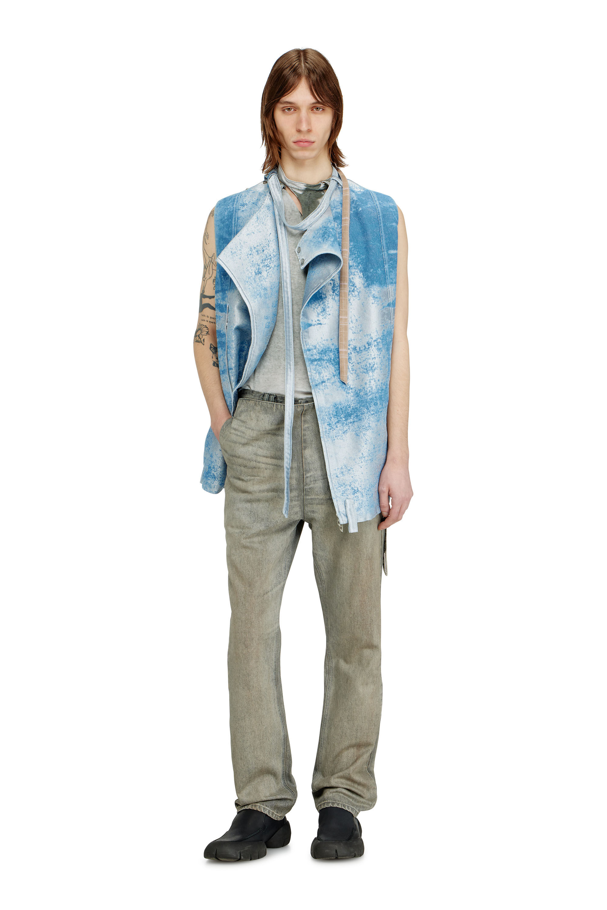 Men's Sleeveless vest in coloured satin denim | ToBeDefined | Diesel