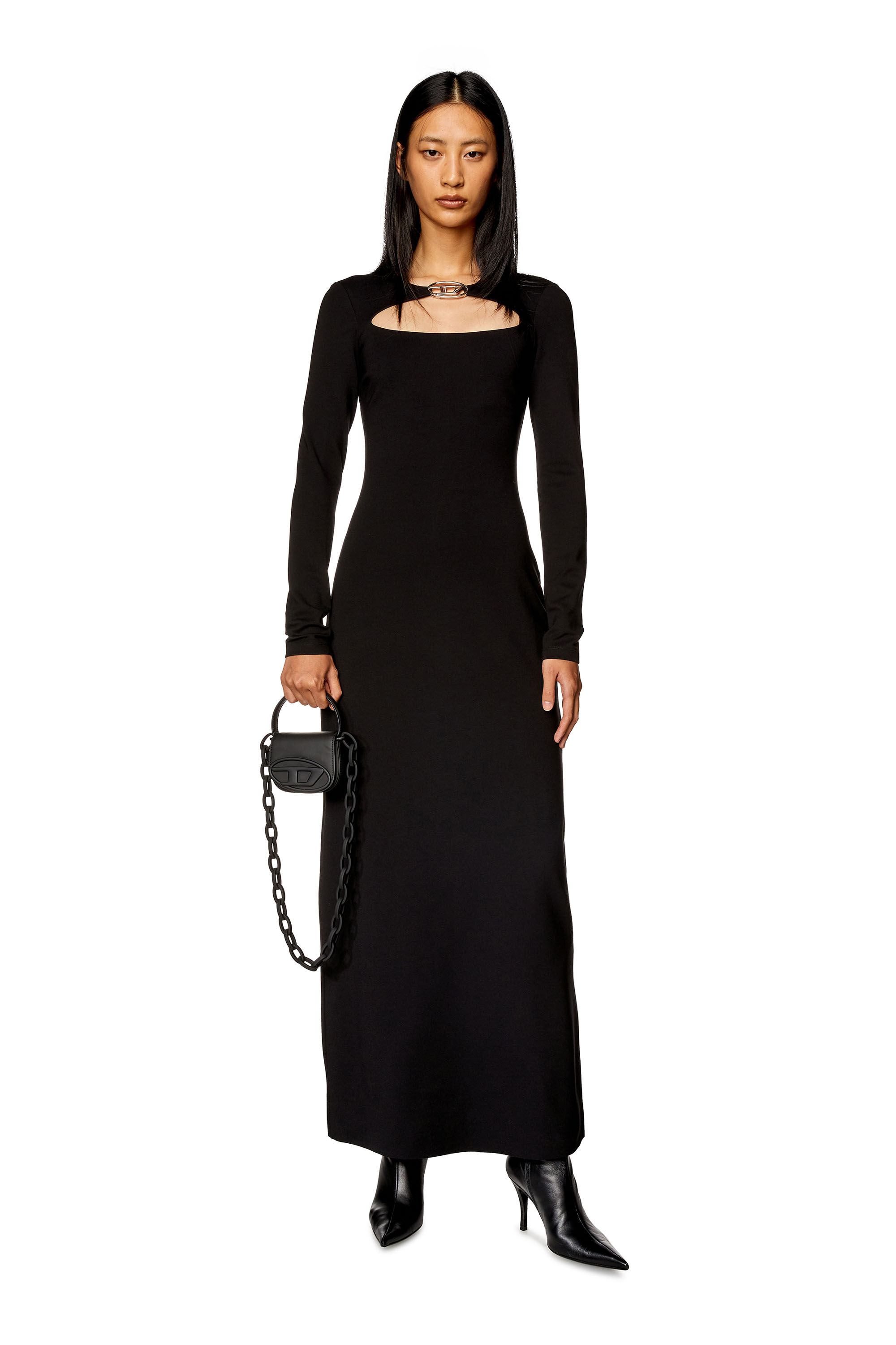 Women s Milano knit dress with metal Oval D plaque D AMS Diesel