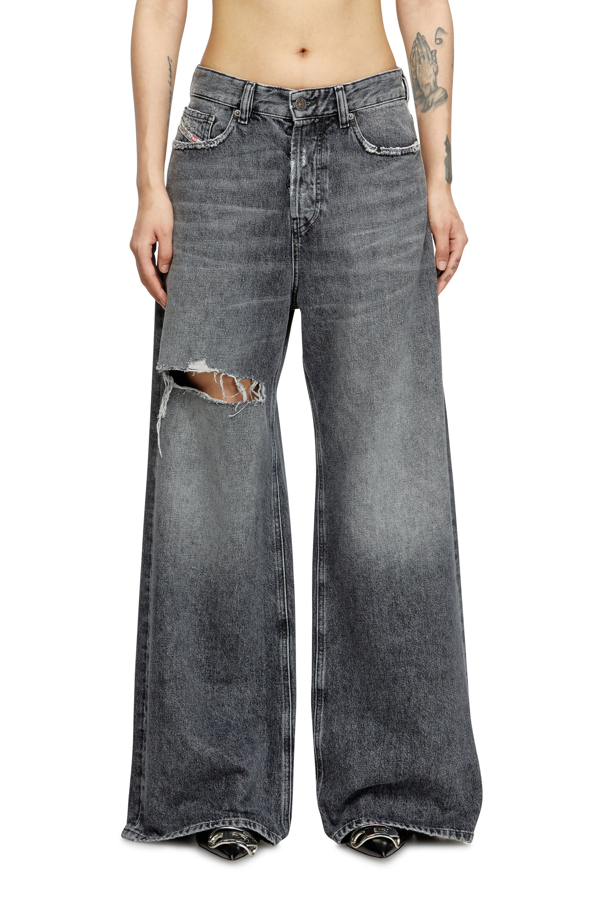 Diesel - Woman's Relaxed Jeans 1996 D-Sire 007X4, Black/Dark grey - 3