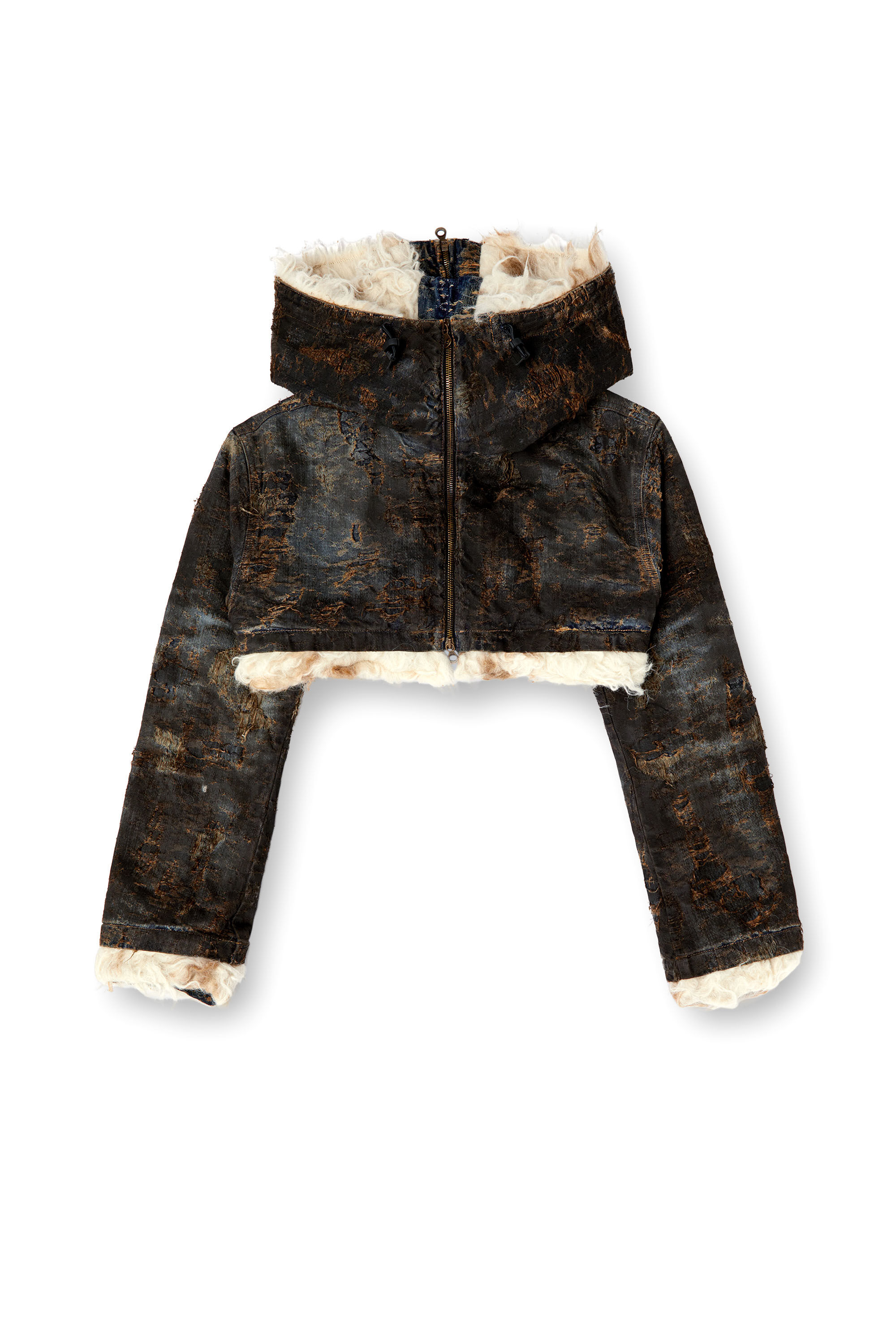 Women's Cropped jacket in dirty jacquard denim | Multicolor