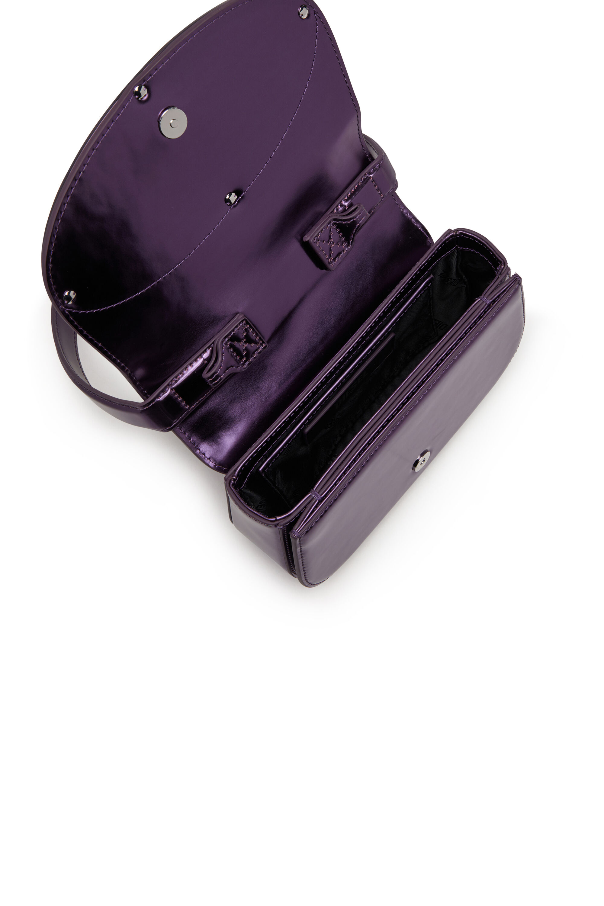 Women's 1DR-Iconic shoulder bag in mirrored leather | Violet