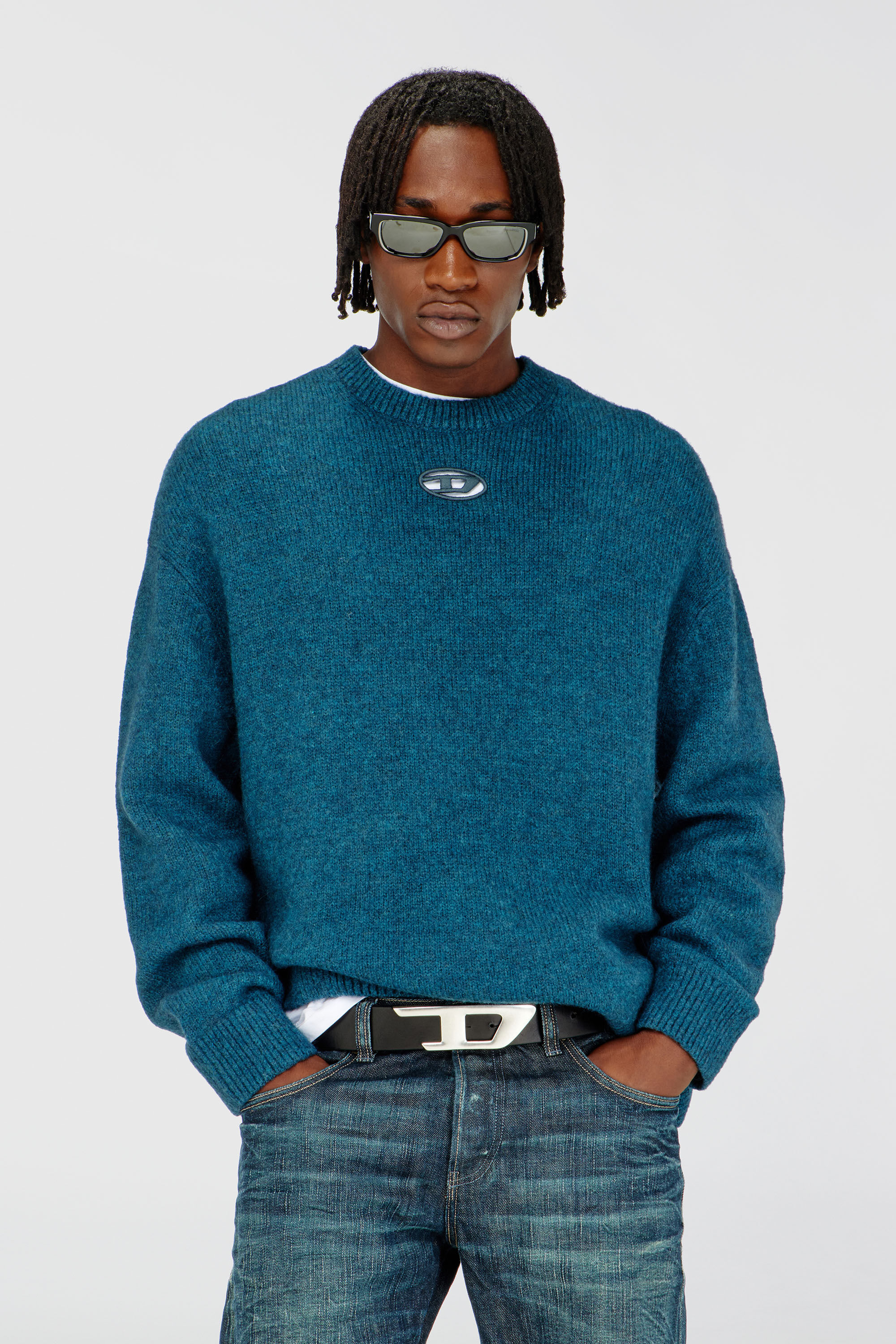 Diesel - K-AREESO, Man's Jumper in wool and alpaca blend in Water Green - 3