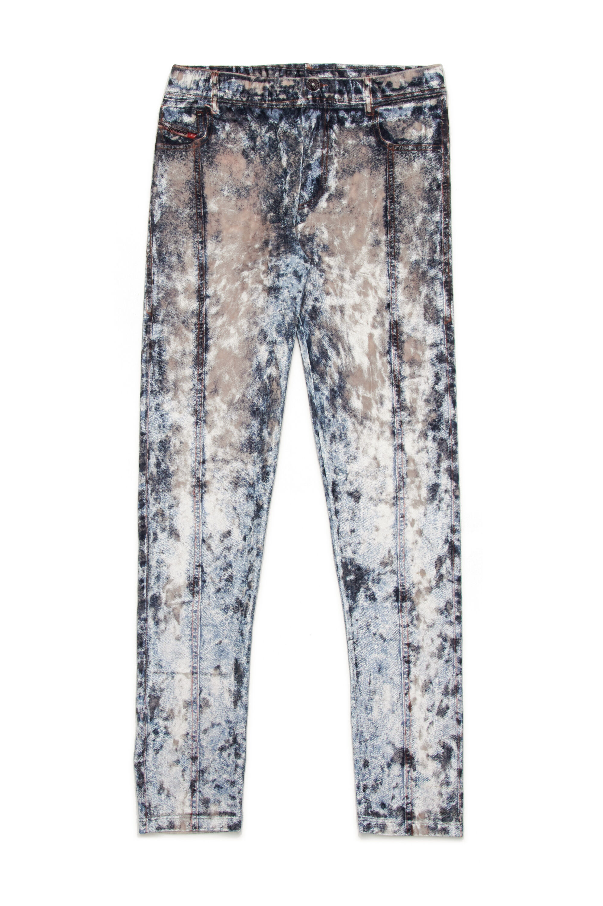 Diesel - PKOLVET, Woman's Trompe l'oeil stretch chenille leggings in Light Blue - 1