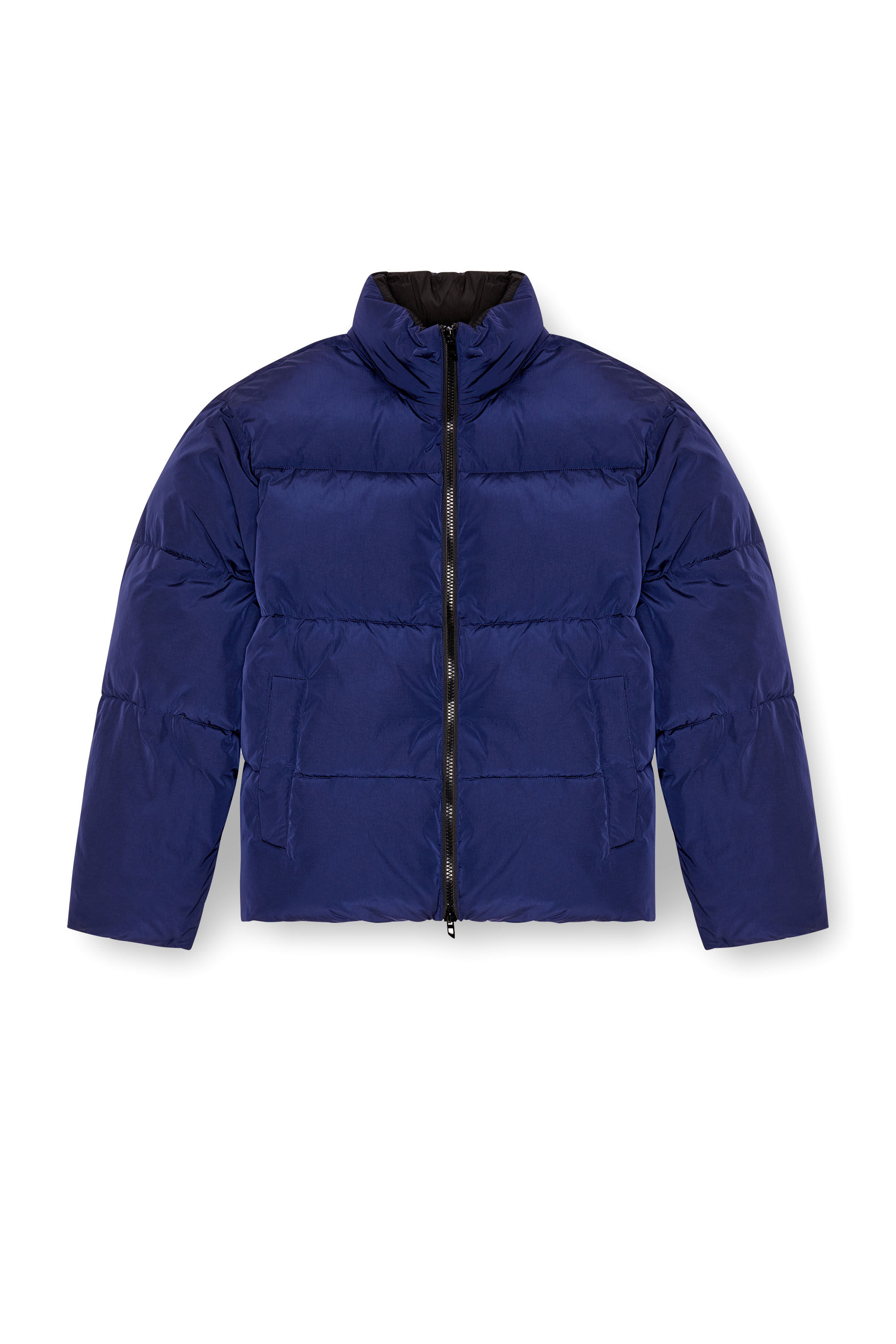 Diesel - W-RAVEEL, Man's Hooded down jacket in wrinkled nylon in Dark Blue - 2