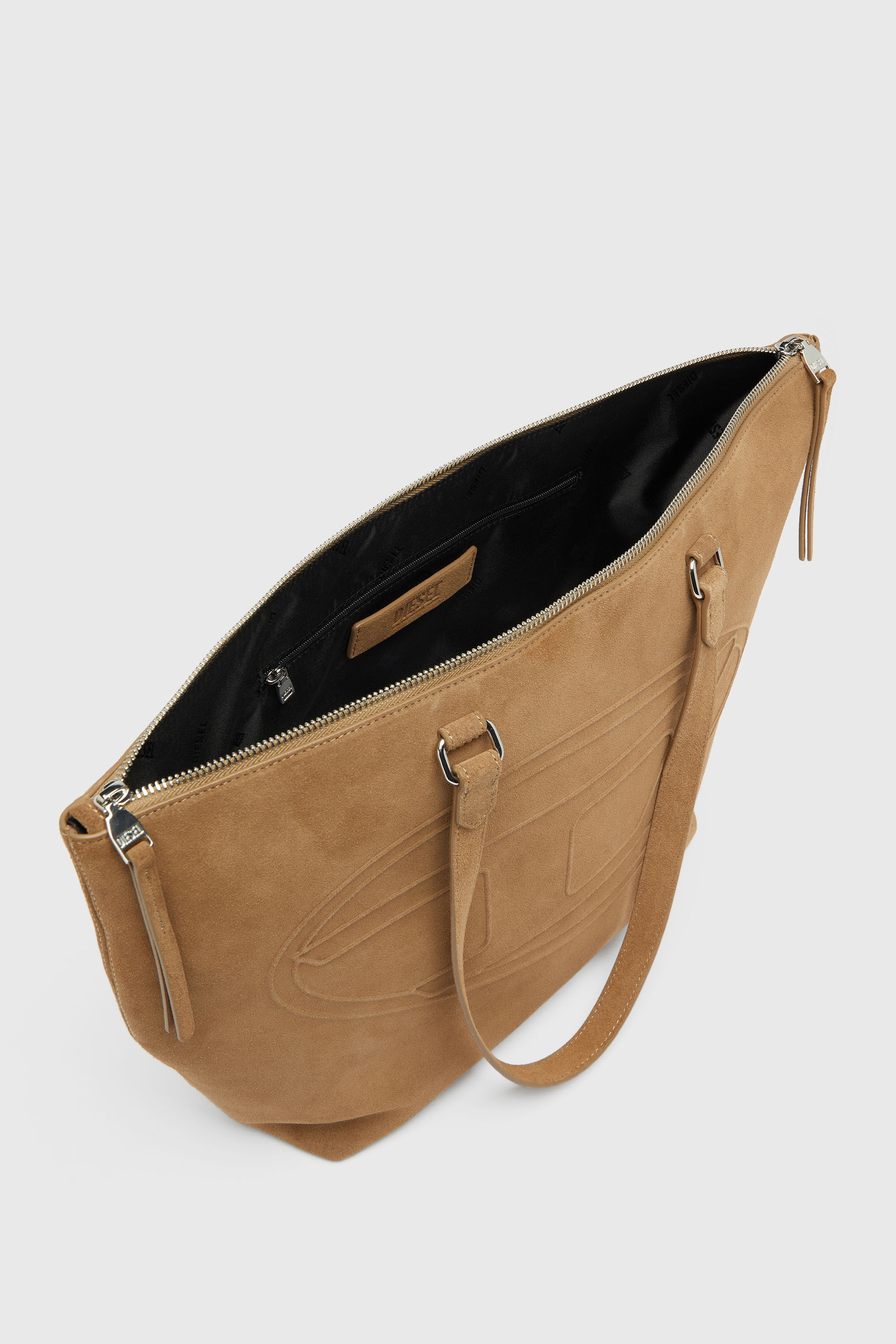 Diesel - 1DR DOME TOTE E/W, Unisex's 1DR Dome-Suede tote with Oval D Logo in Camel - 4