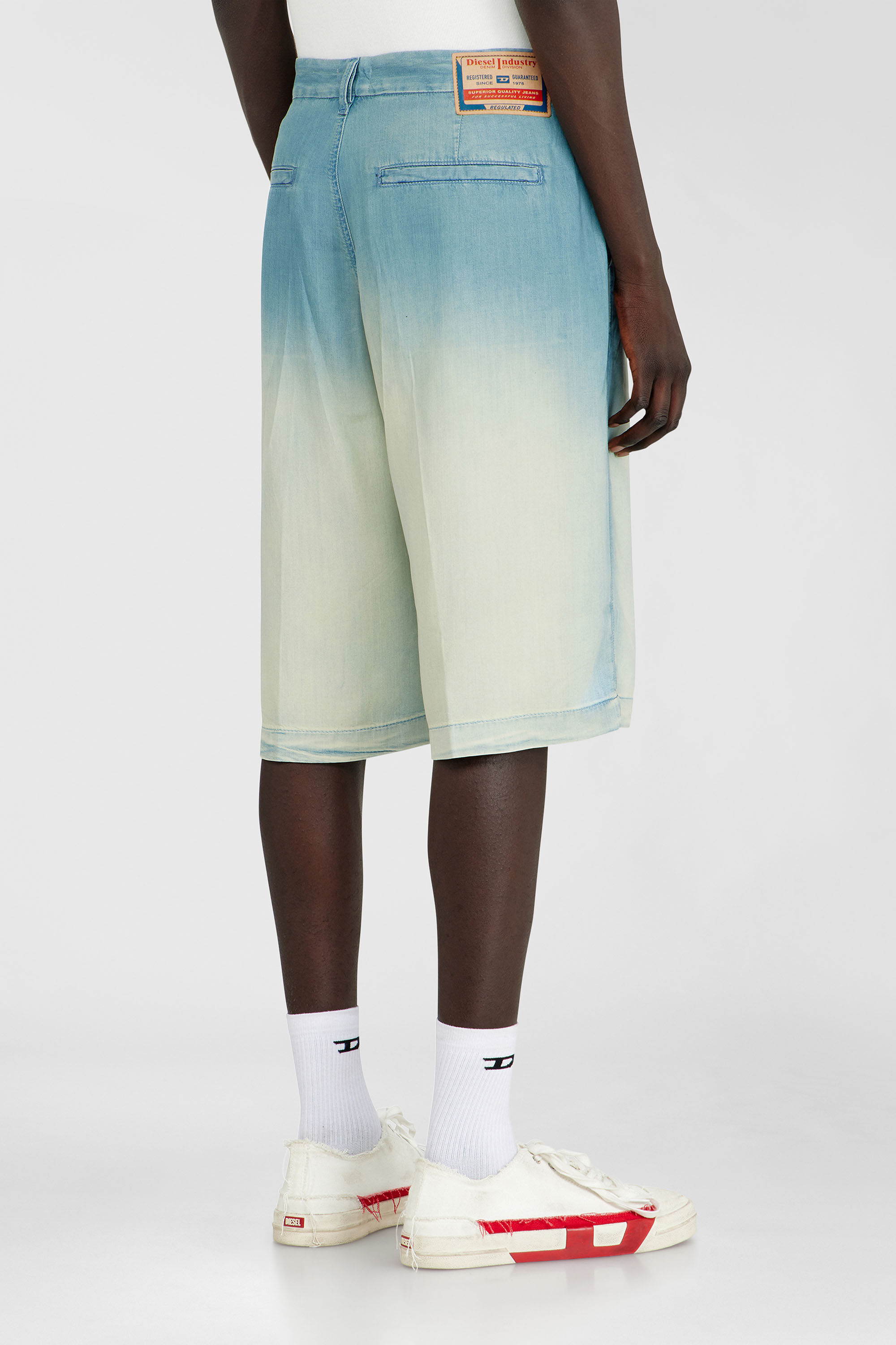 Diesel - D-TYLOR-SHORT-S, Man's Shorts in fluid overdyed denim in Light Blue - 4