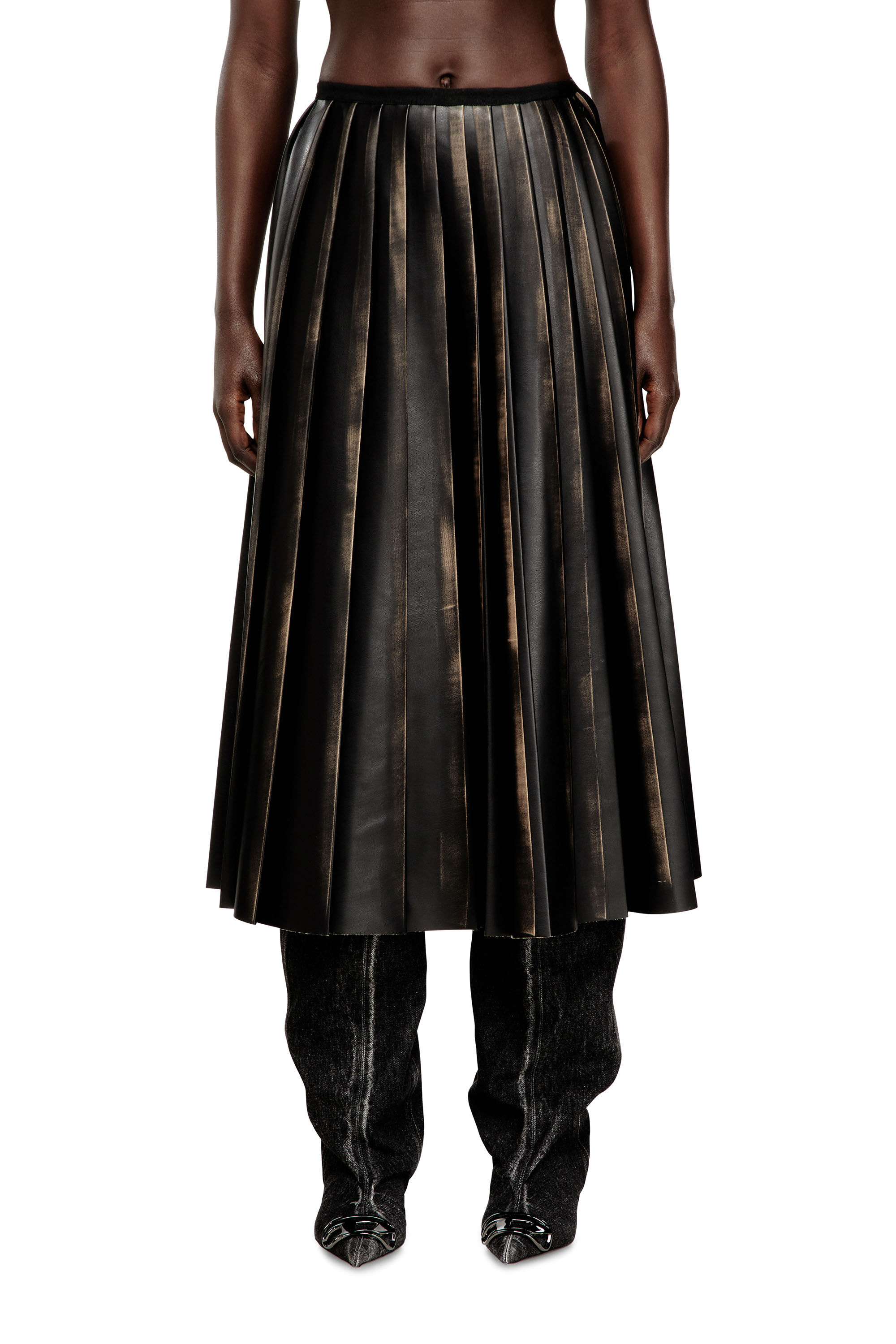 Diesel - O-SAKA, Woman's Distressed pleated midi skirt in null - 2