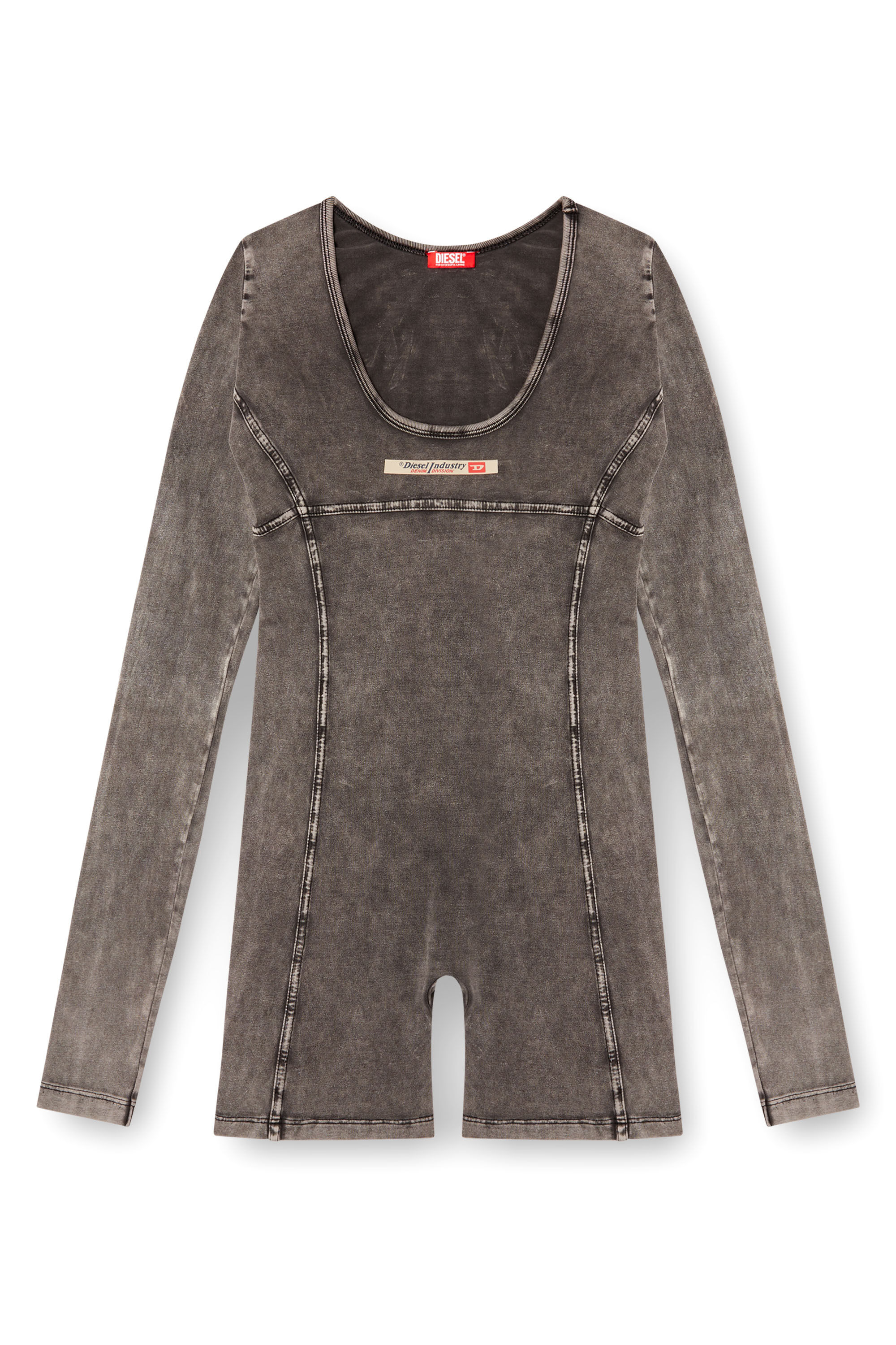 Diesel - PHOEBE-DNM, Woman's Bodysuit in denim-effect jersey in Dark grey - 1
