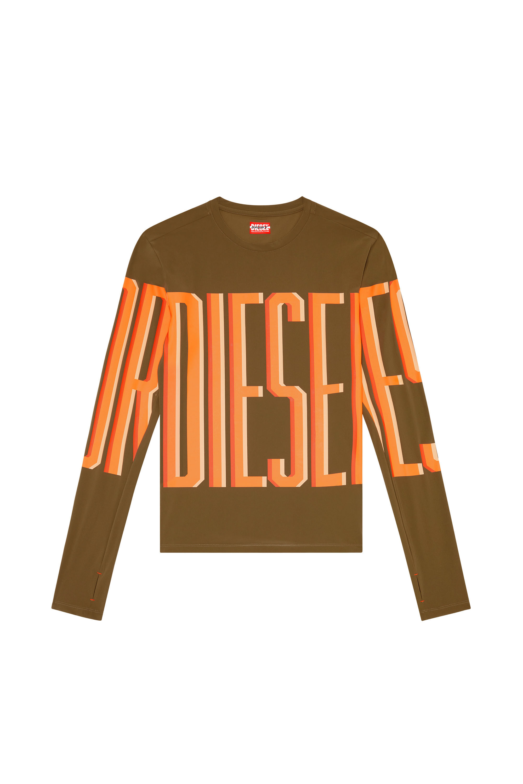 Diesel - AMTEE-LAUREN-WT17, Man's Long-sleeve T-shirt with maxi lettering in Green - 2