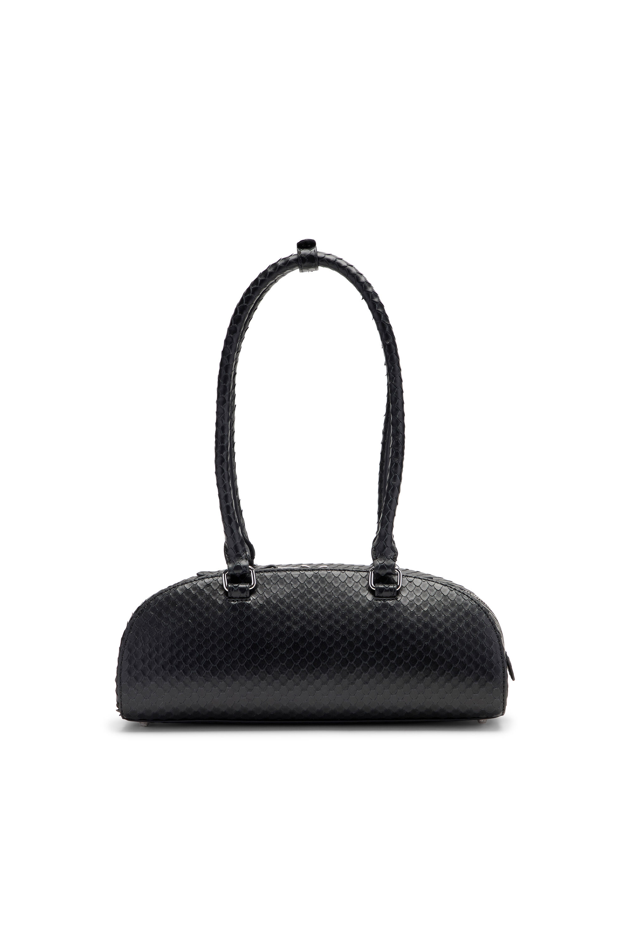 Diesel - 1DR DOME SHOULDER EW, Woman's 1DR Dome-Elongated bowling bag in textured leather in Black - 2