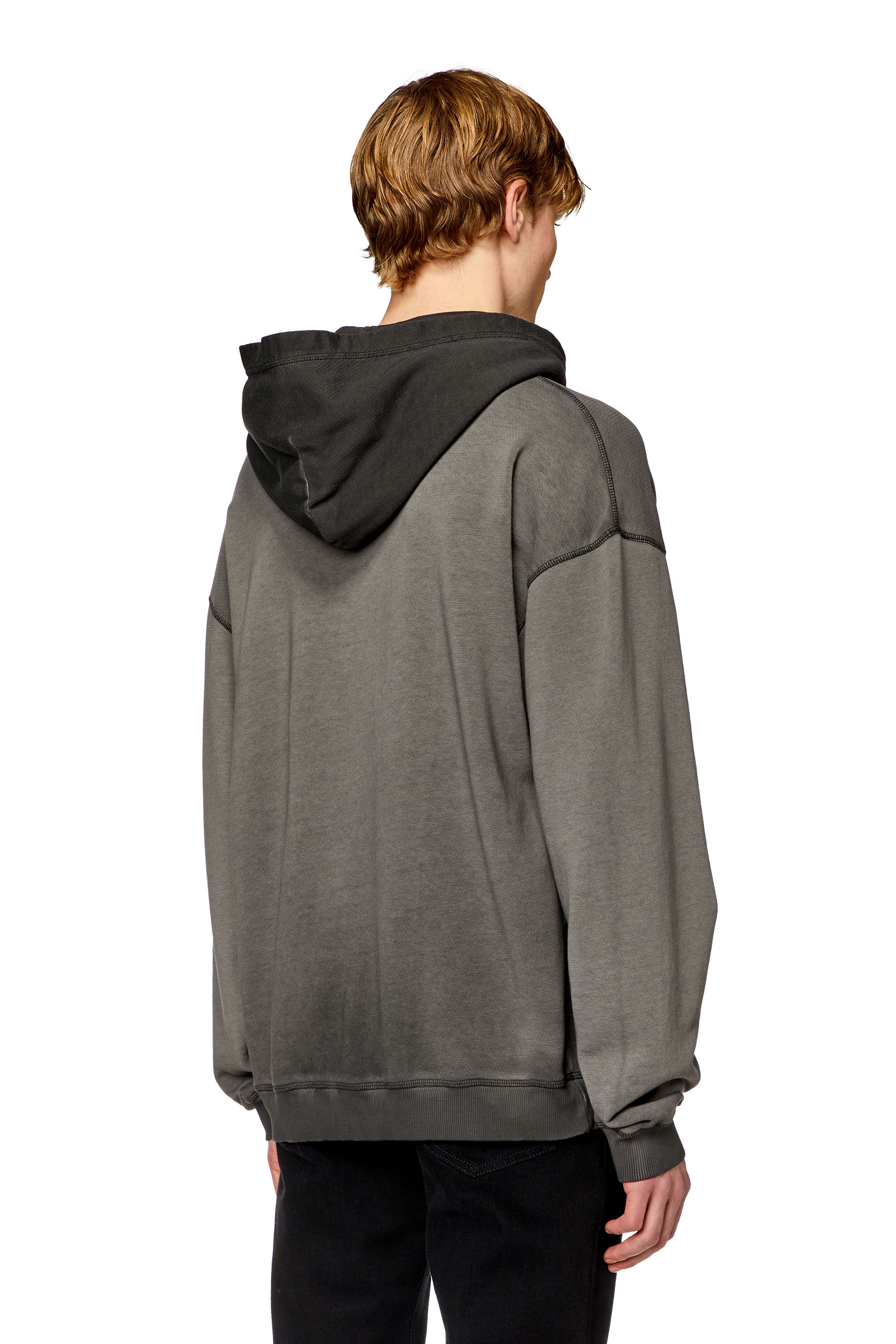 Men's Faded hoodie with heart print | Black | Diesel