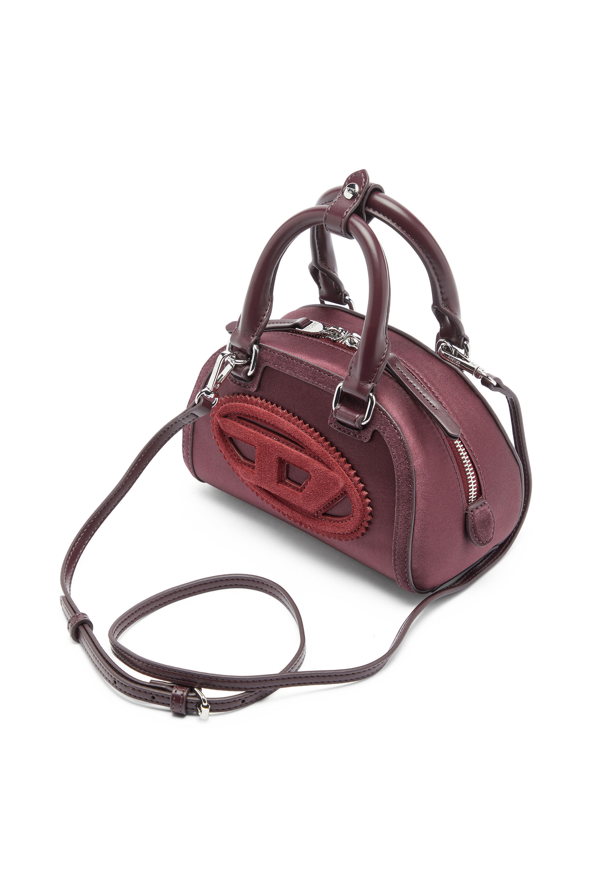 【新品】DIESEL 1DR Dome Crossbody Women's 1DR Dome - Small bowling bag in satin and suede | Red