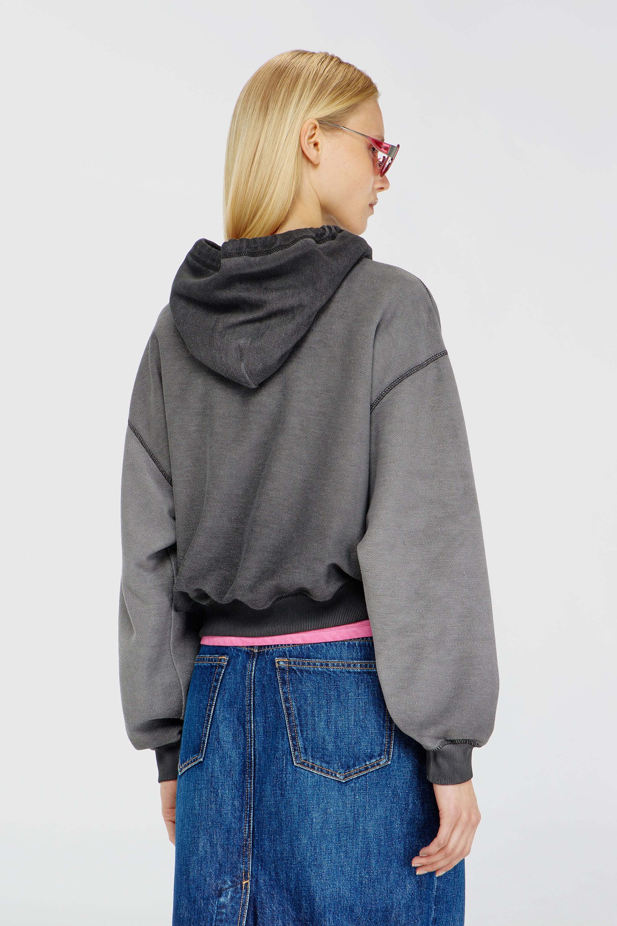 Diesel - F-SUNNY-HOOD, Woman's Hoodie with d&eacute;vor&eacute; print in Grey - 4