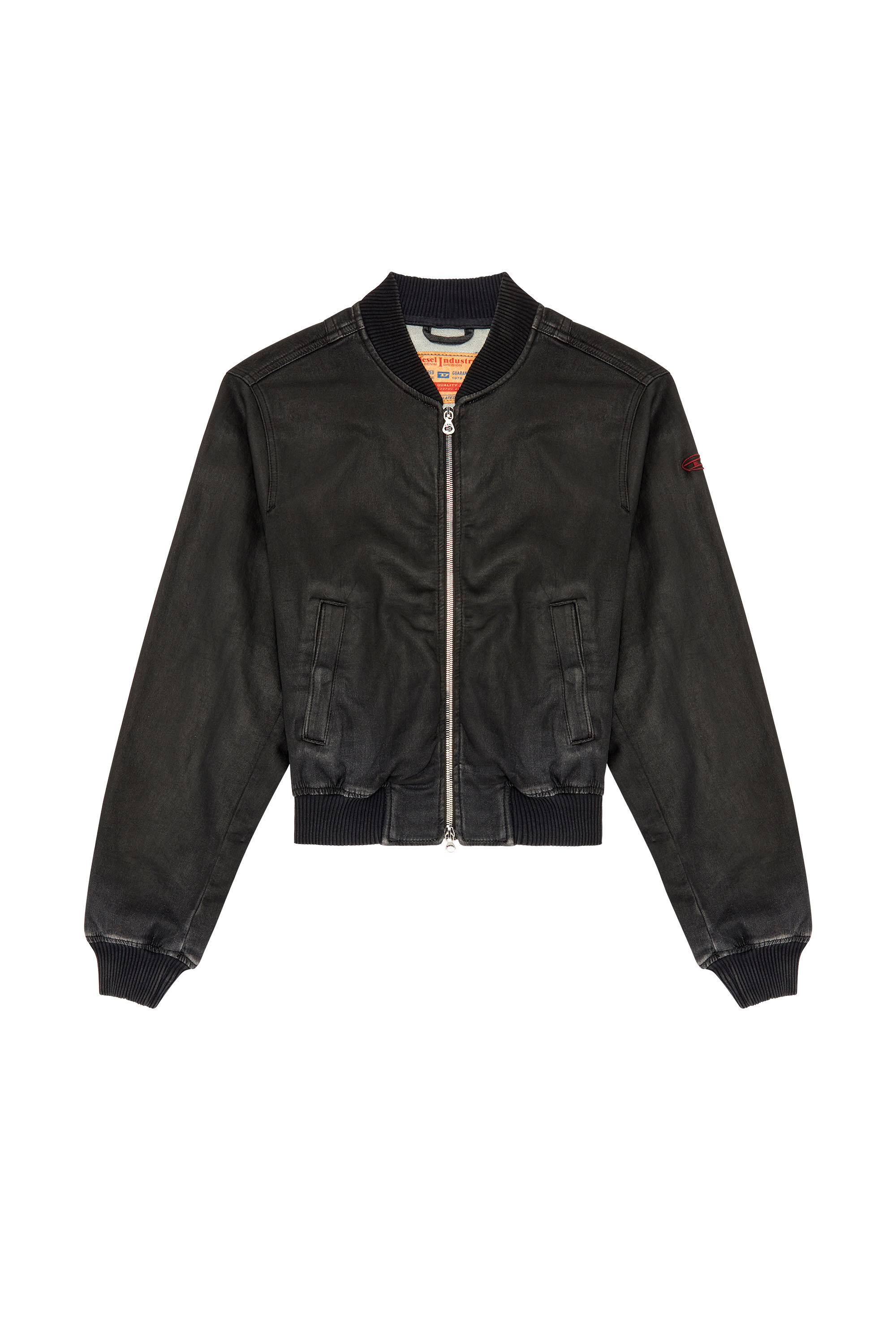 Bomber jacket top with patches black