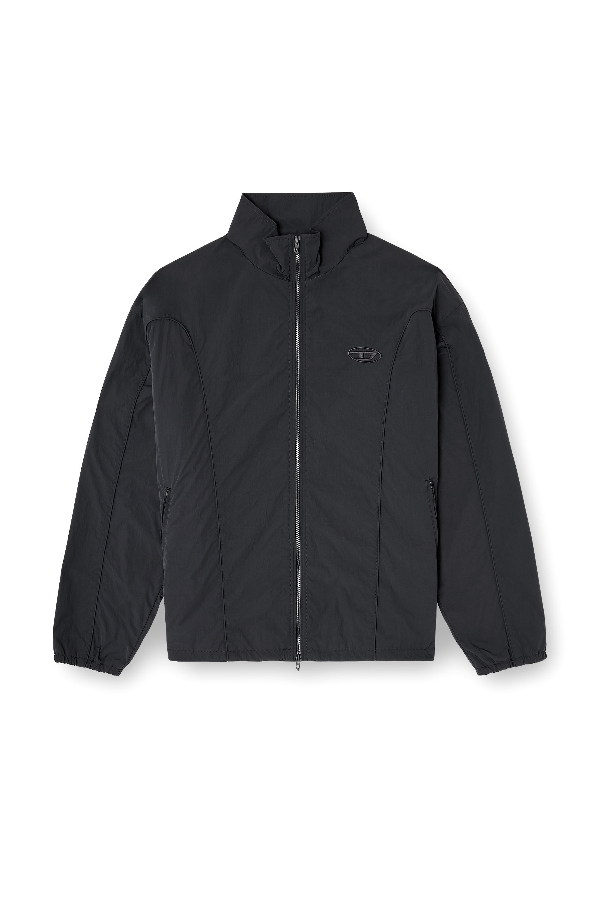 Men's Crinkled-nylon jacket with piping | Black | Diesel