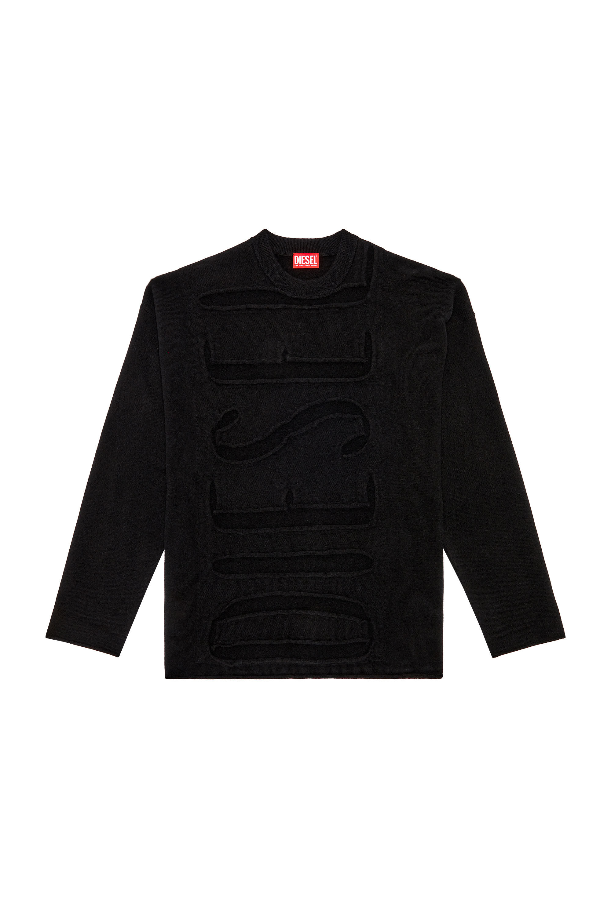 Diesel - K-FLOYD, Man's Wool jumper with peel-off Super Logo in Black - 1