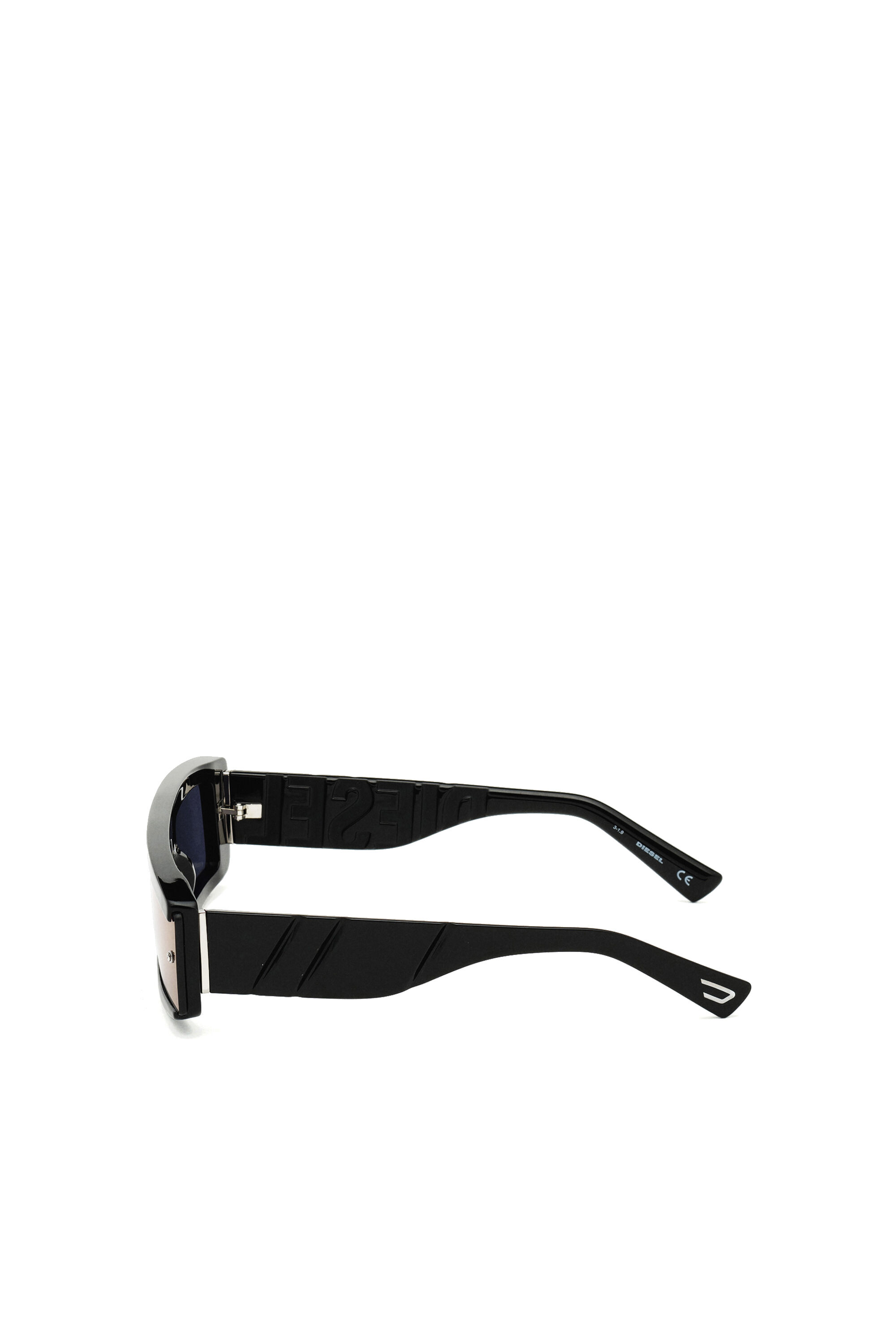 Diesel - DL0318, Man's Acetate wraparound frame with mirror lenses in Black/Blue - 4