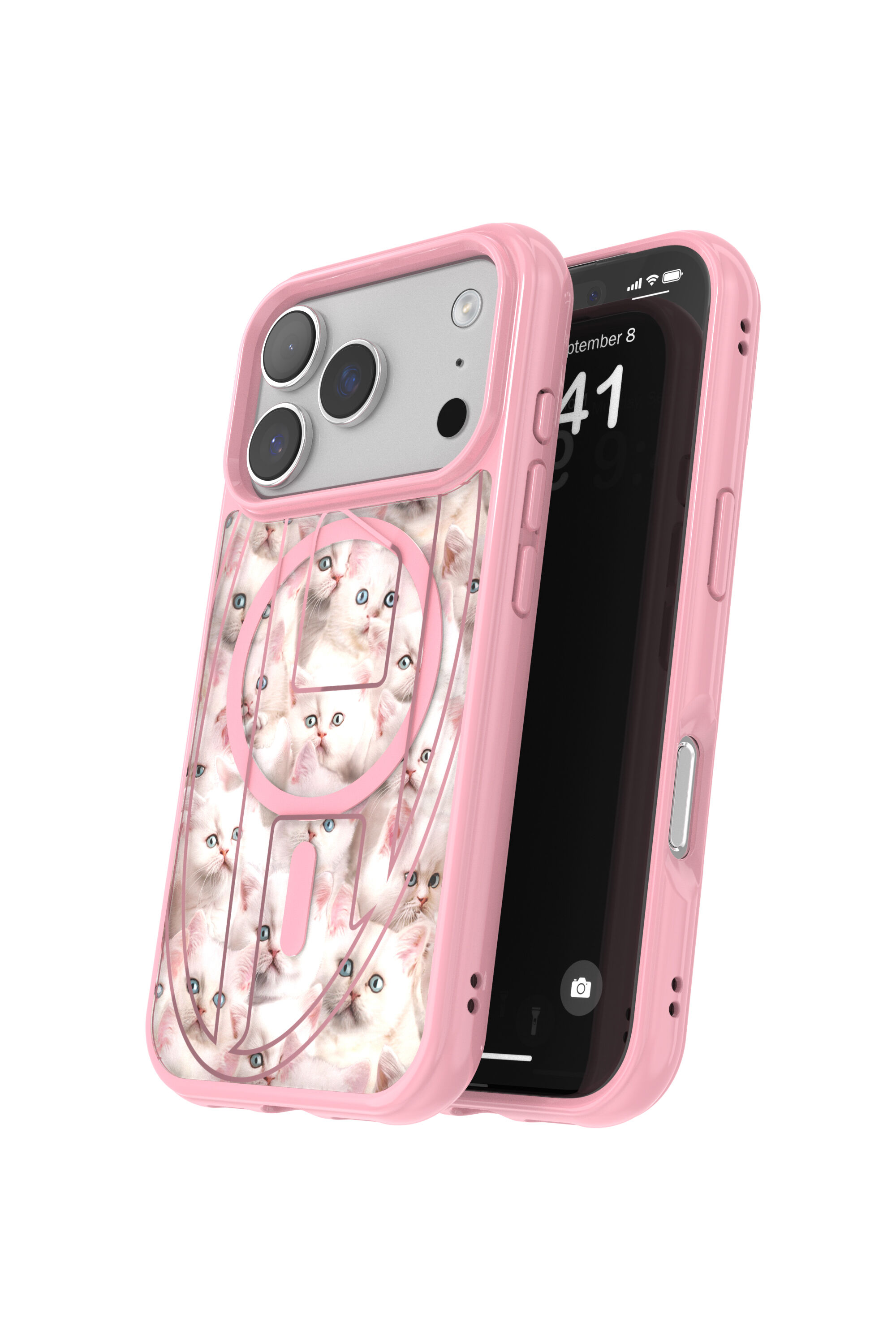 Women's Oval D cats case with magsafe for iPhone 17 Pro | Pink