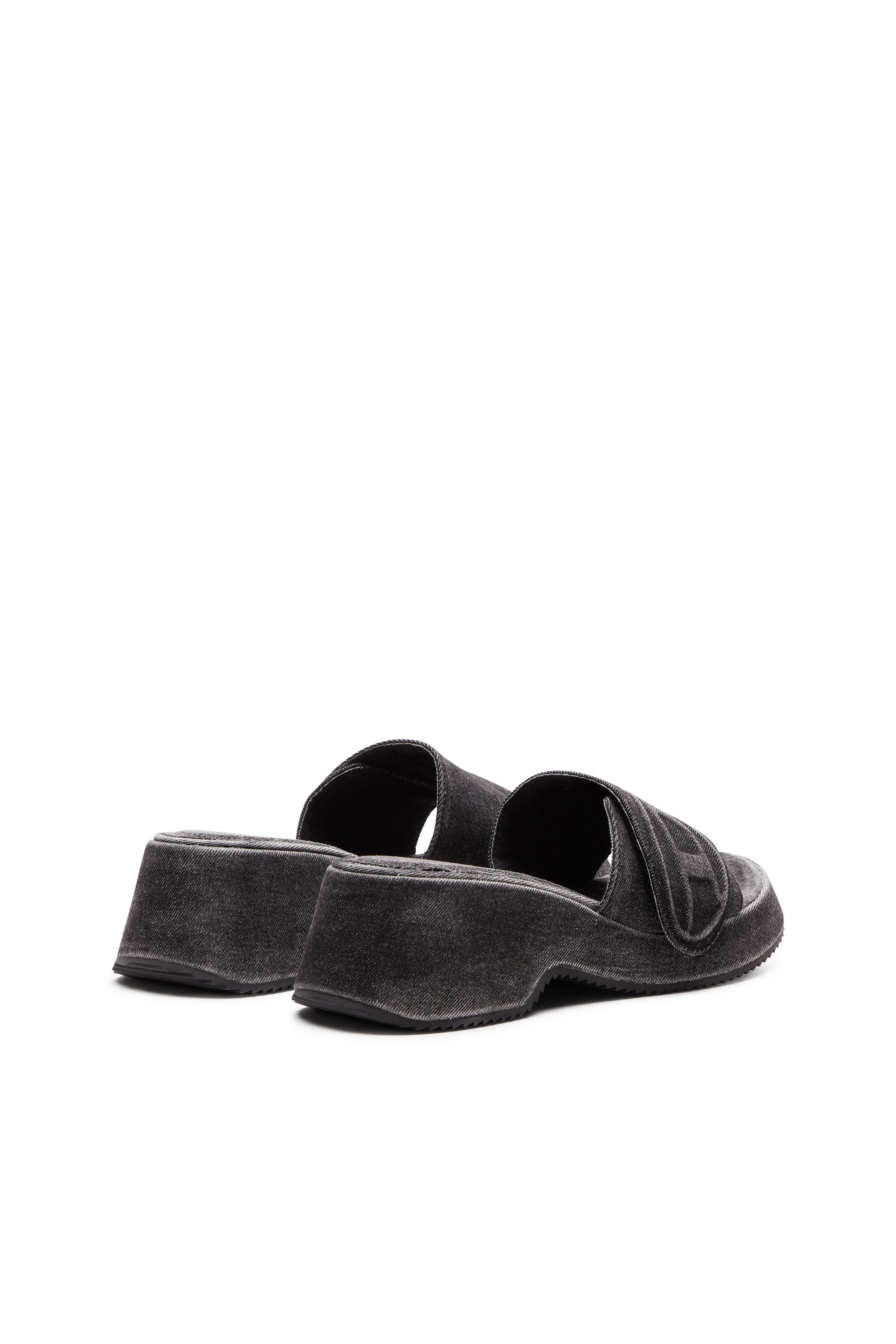 ★DIESEL★ SA Oval D PF W Sandal Black Y03284P0585H1939 Women's Sa-Oval D-Denim slide sandals with Oval D strap