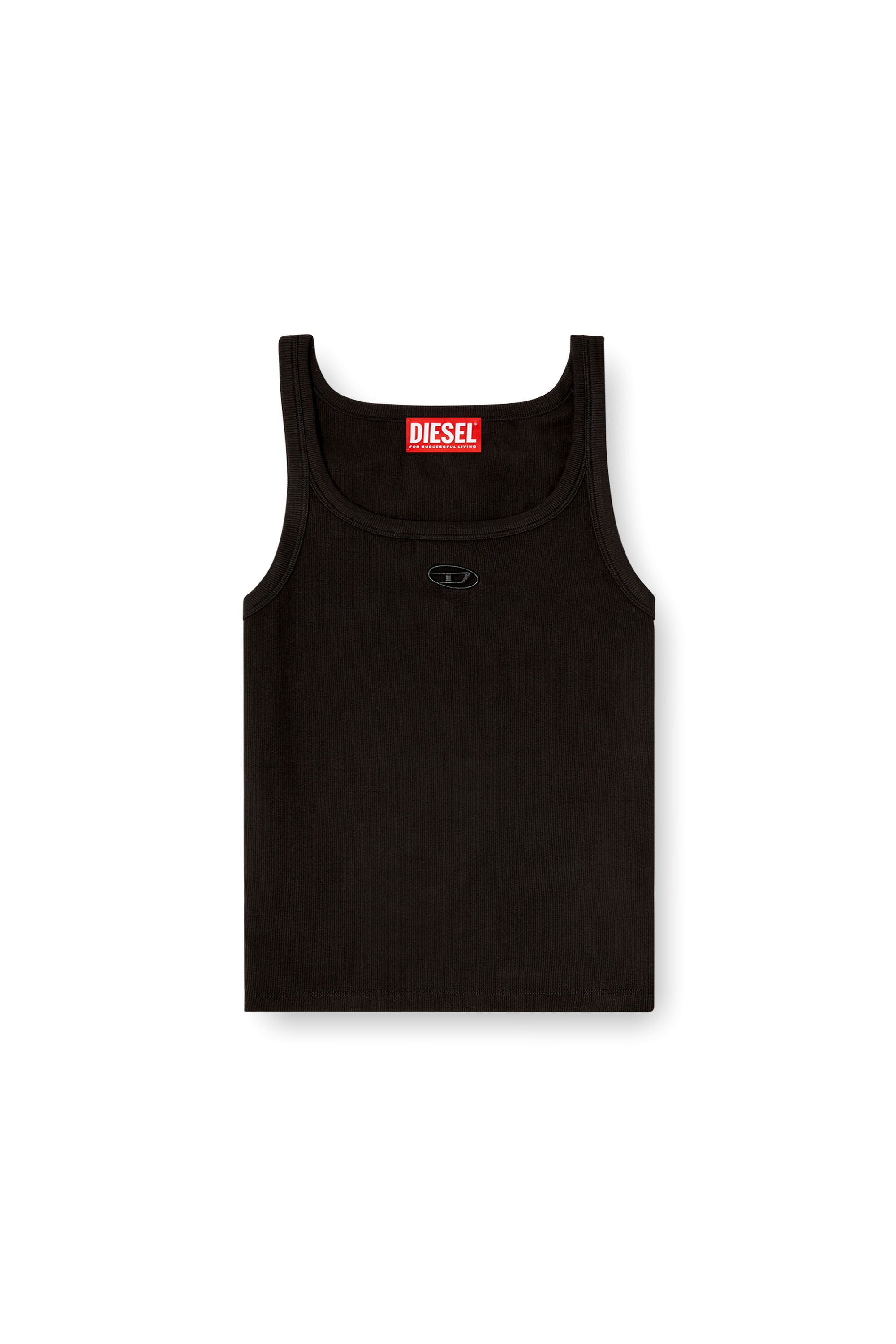 Diesel - T-WIFE-OD, Woman's Slim tank top with laser-cut Oval D in Black - 2