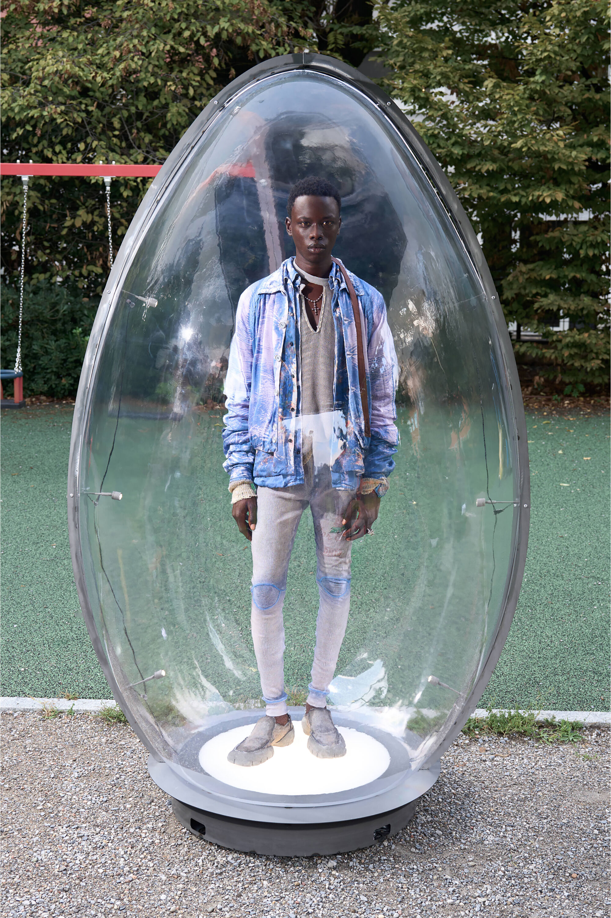 Diesel - J-ORION-PLAIN, Man's Shirt-collar jacket with X-ray effect in Light Blue - 6