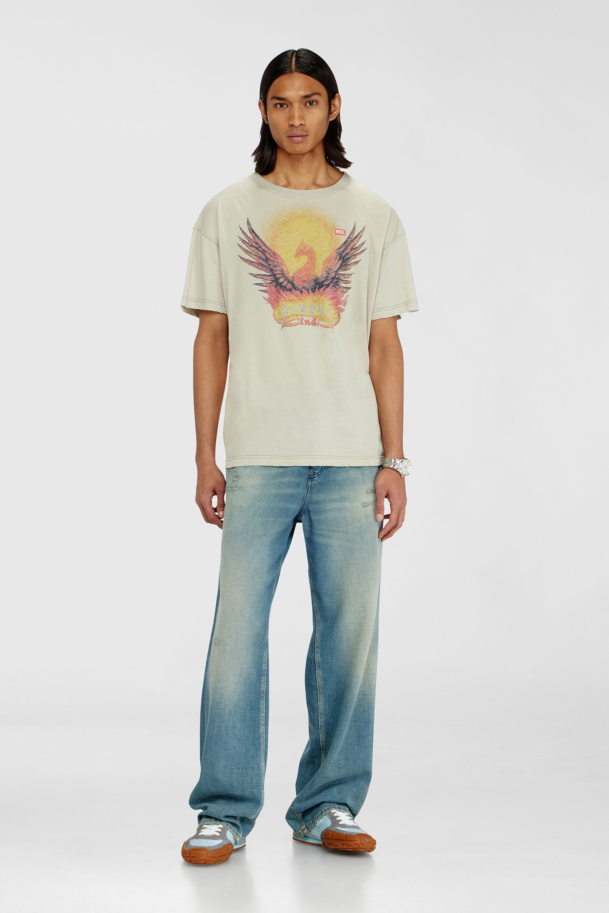Diesel - T-NORM-AA1, Man's Regular T-shirt with Phoenix print in Beige - 1