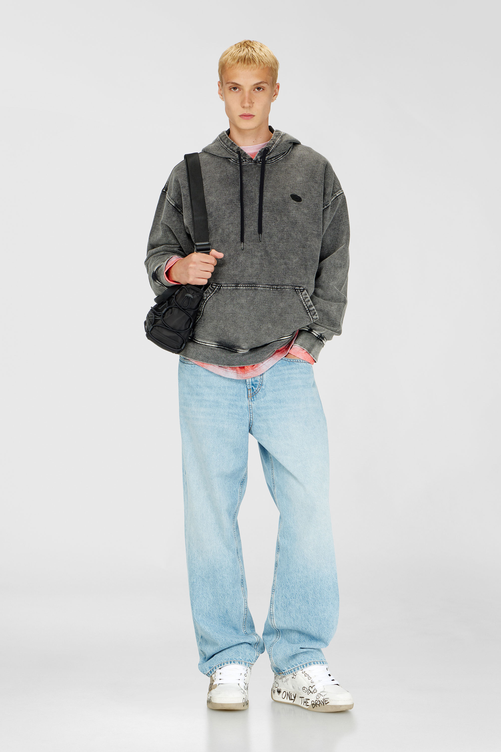 Diesel - S-BOXT-HOOD-DEN, Man's Hoodie with raw-cut back patch in Dark grey - 1
