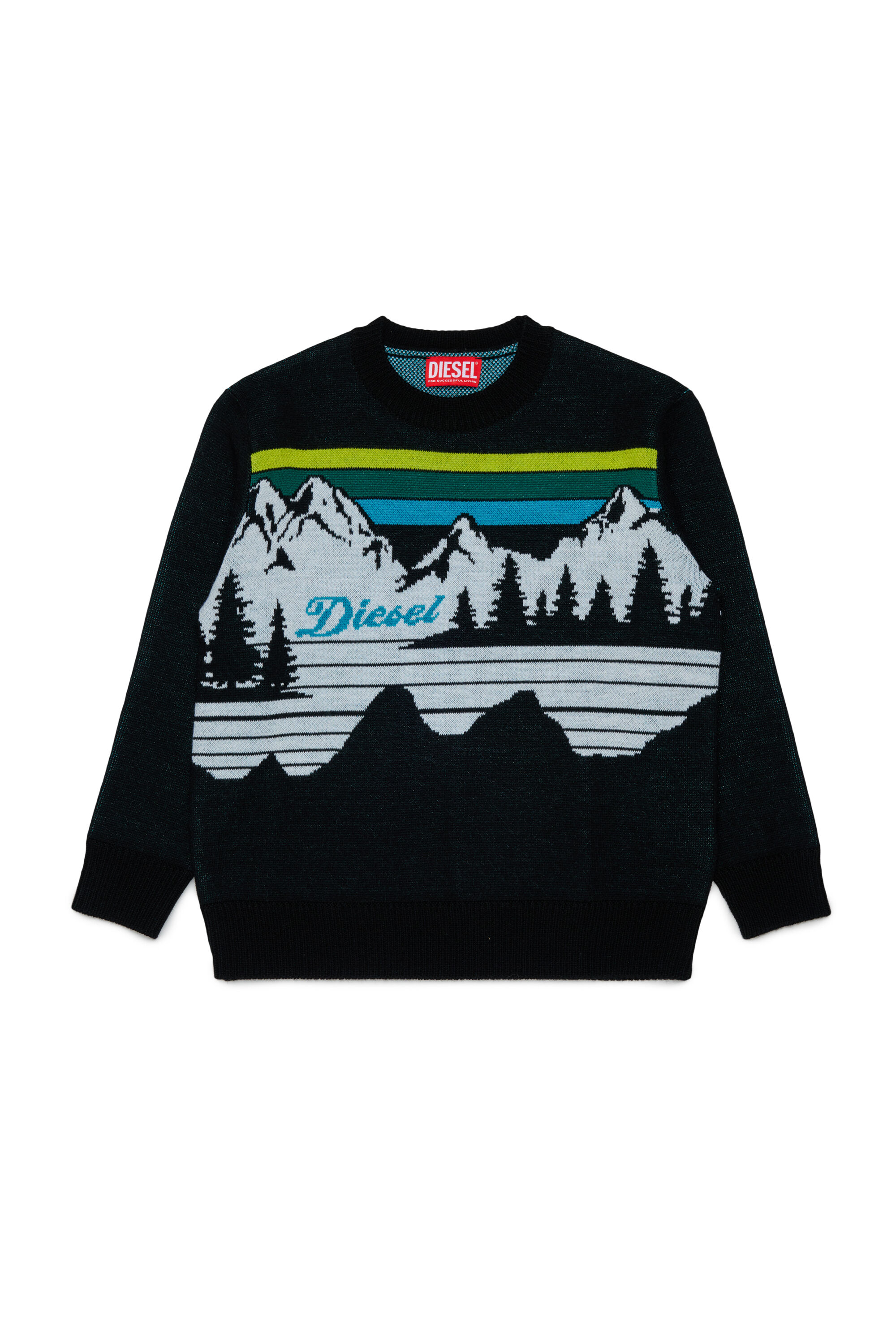 Diesel - KHILES OVER, Unisex's Wool-blend jumper with mountain motif in Black - 1